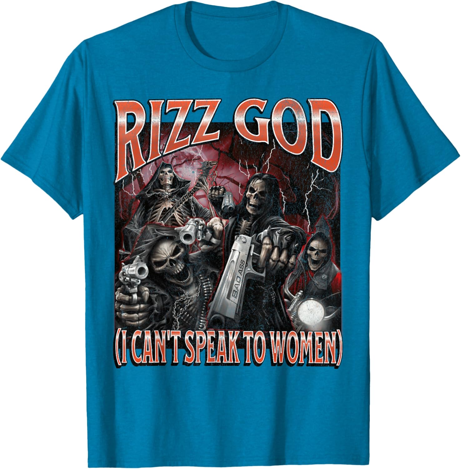 Funny Rizz God Skeleton Meme Tee for Men Who Can't Talk to Women - 29