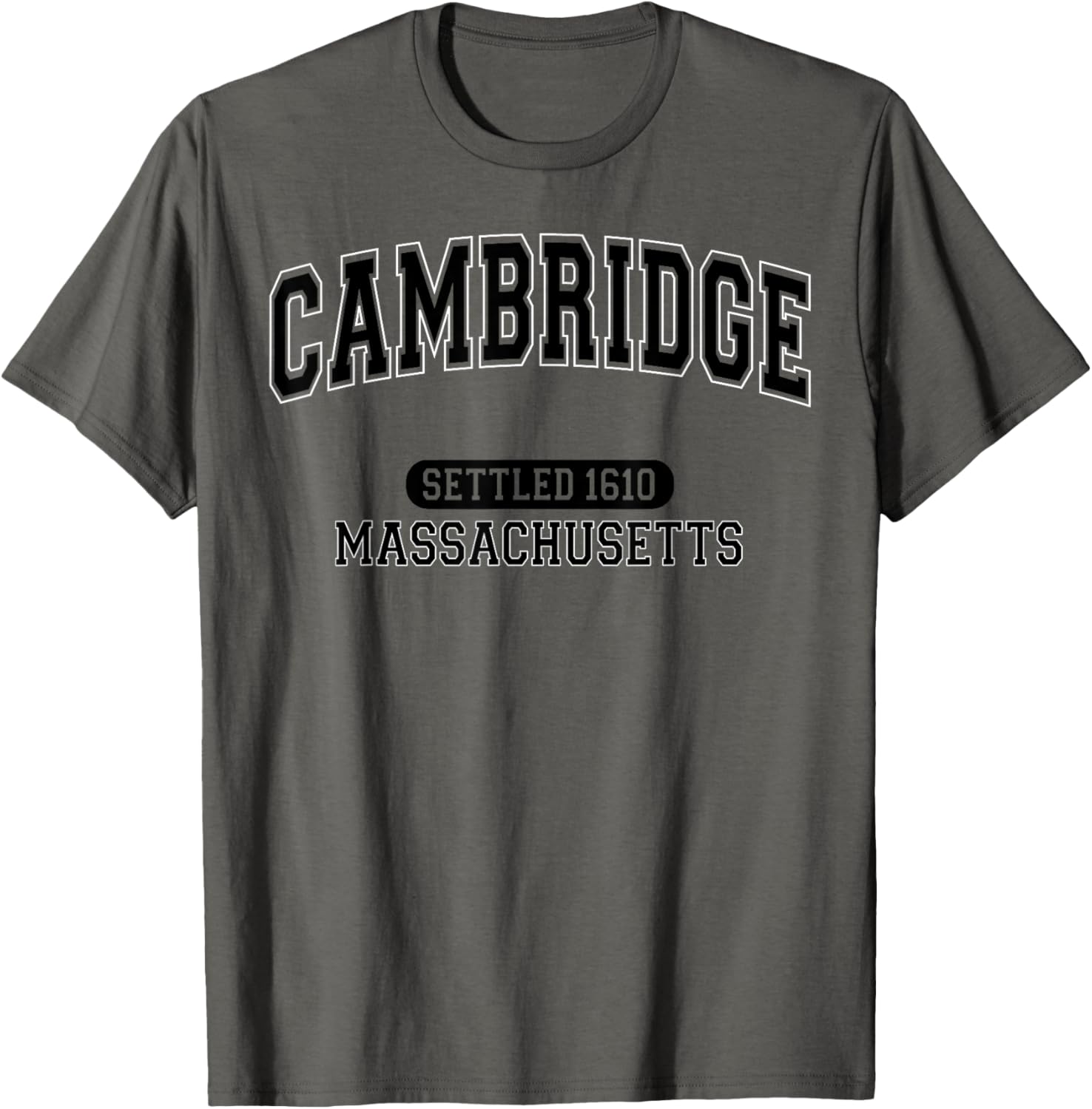 Vintage Arched Black T-Shirt Celebrating Cambridge Massachusetts 1610 - 9