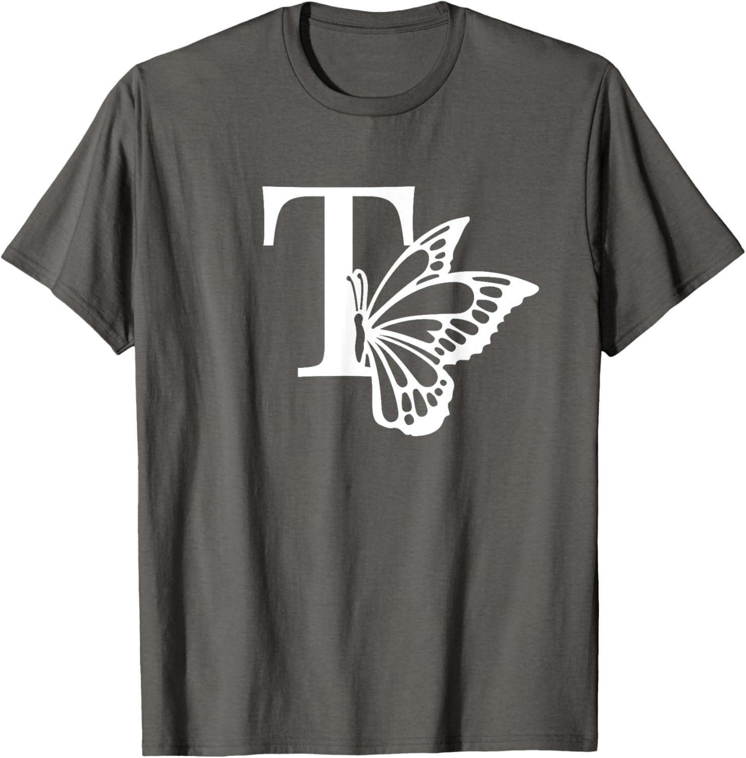 Butterfly Monogram Initial T T-Shirt Stylish Alphabet Tee for Women - 12