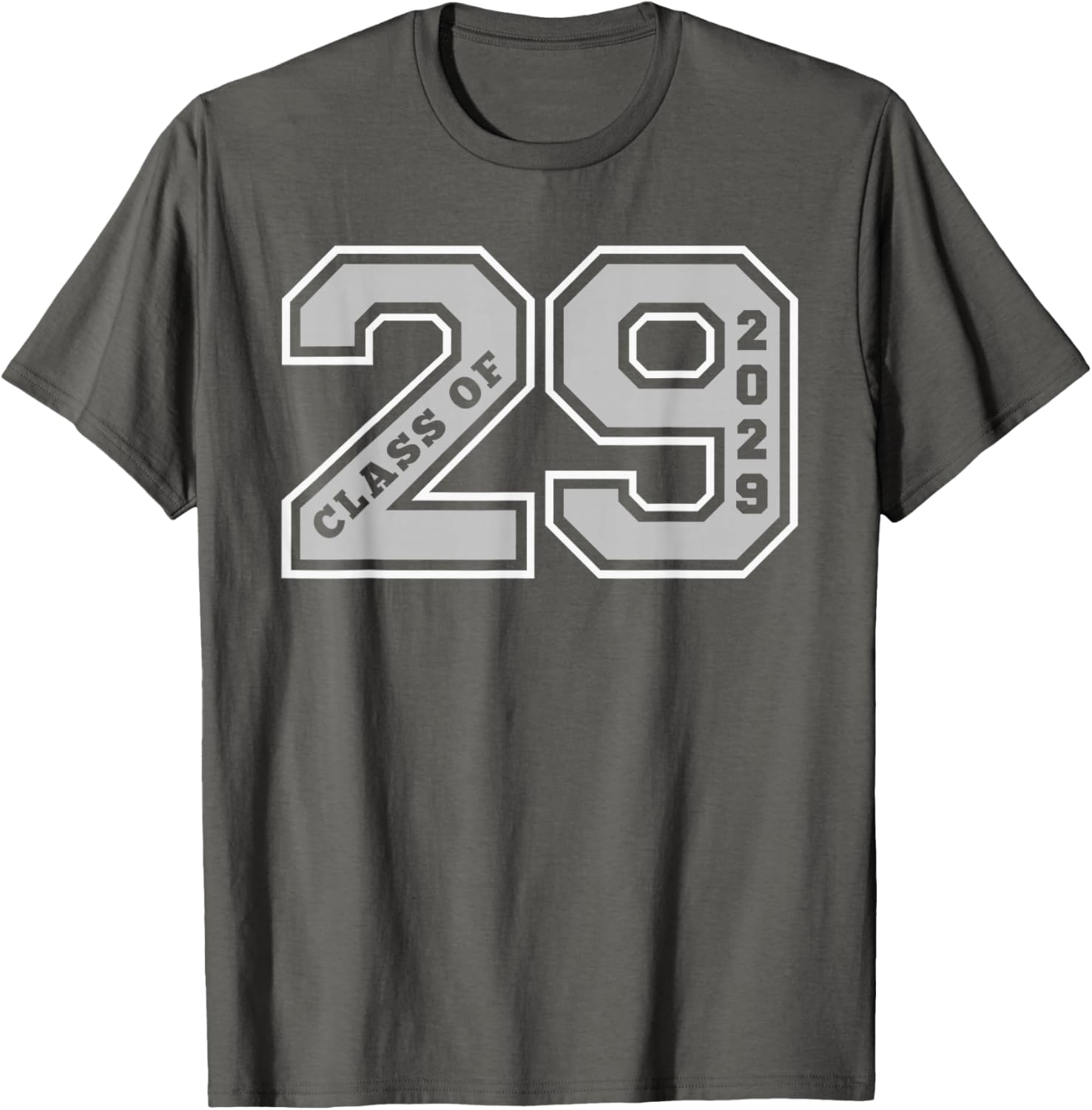 Class of 2029 Grey Letterman Style Grad Gift T-Shirt for Celebrations - 2