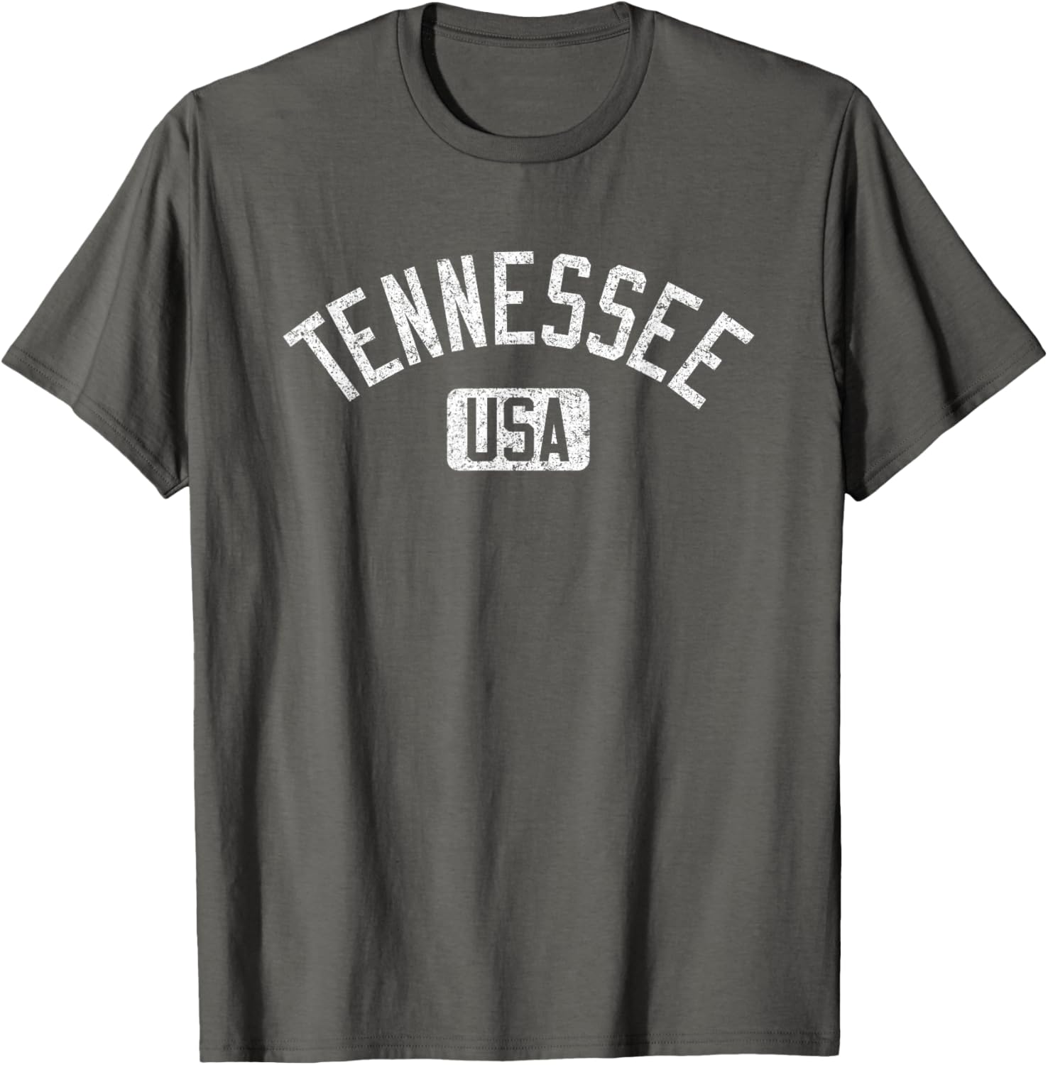 Tennessee Arched Text Distressed White Print T-Shirt for Casual Style - 15