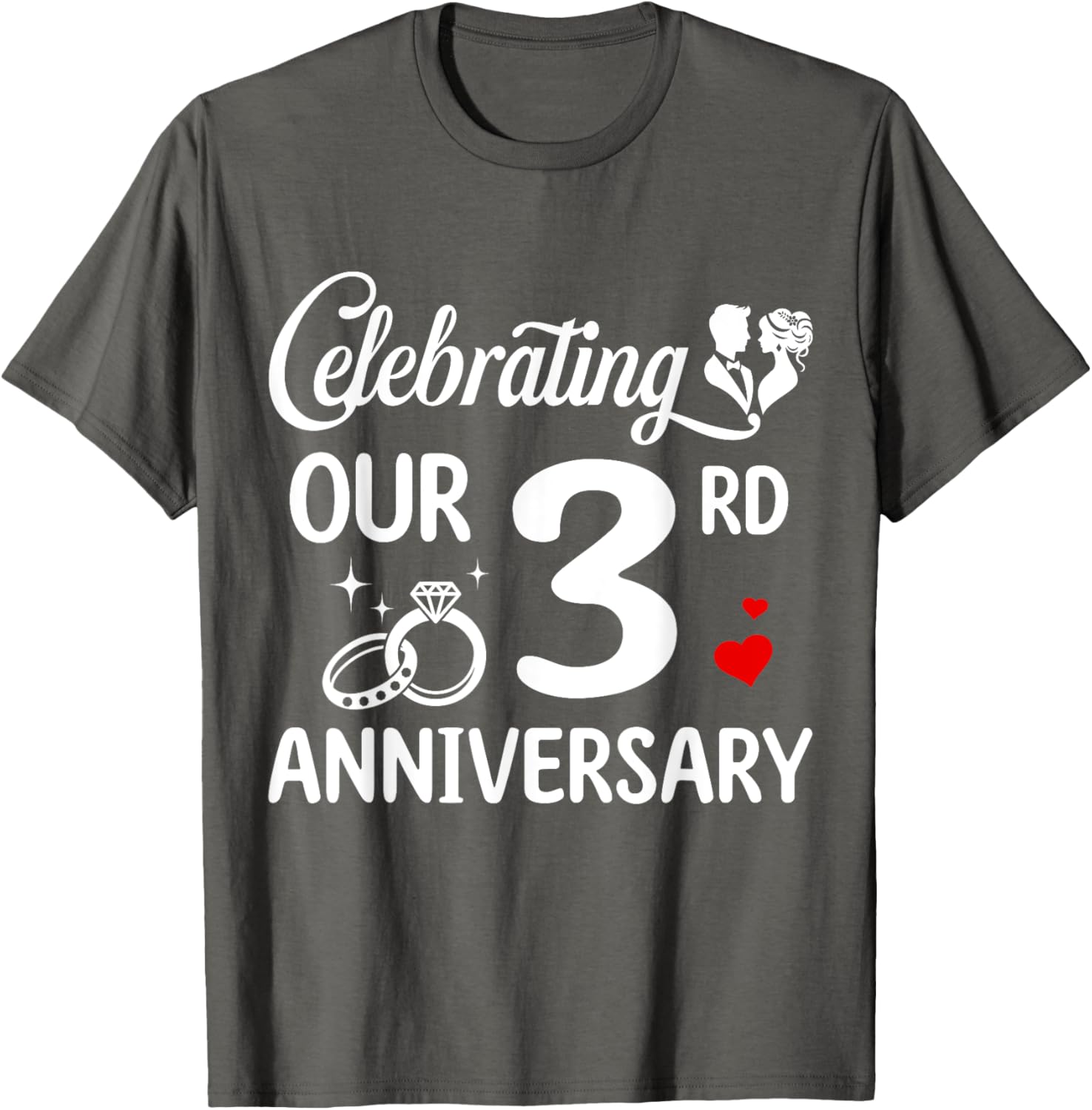 3rd Wedding Anniversary T-Shirt for Couples Celebrating 3 Years of Love - 19