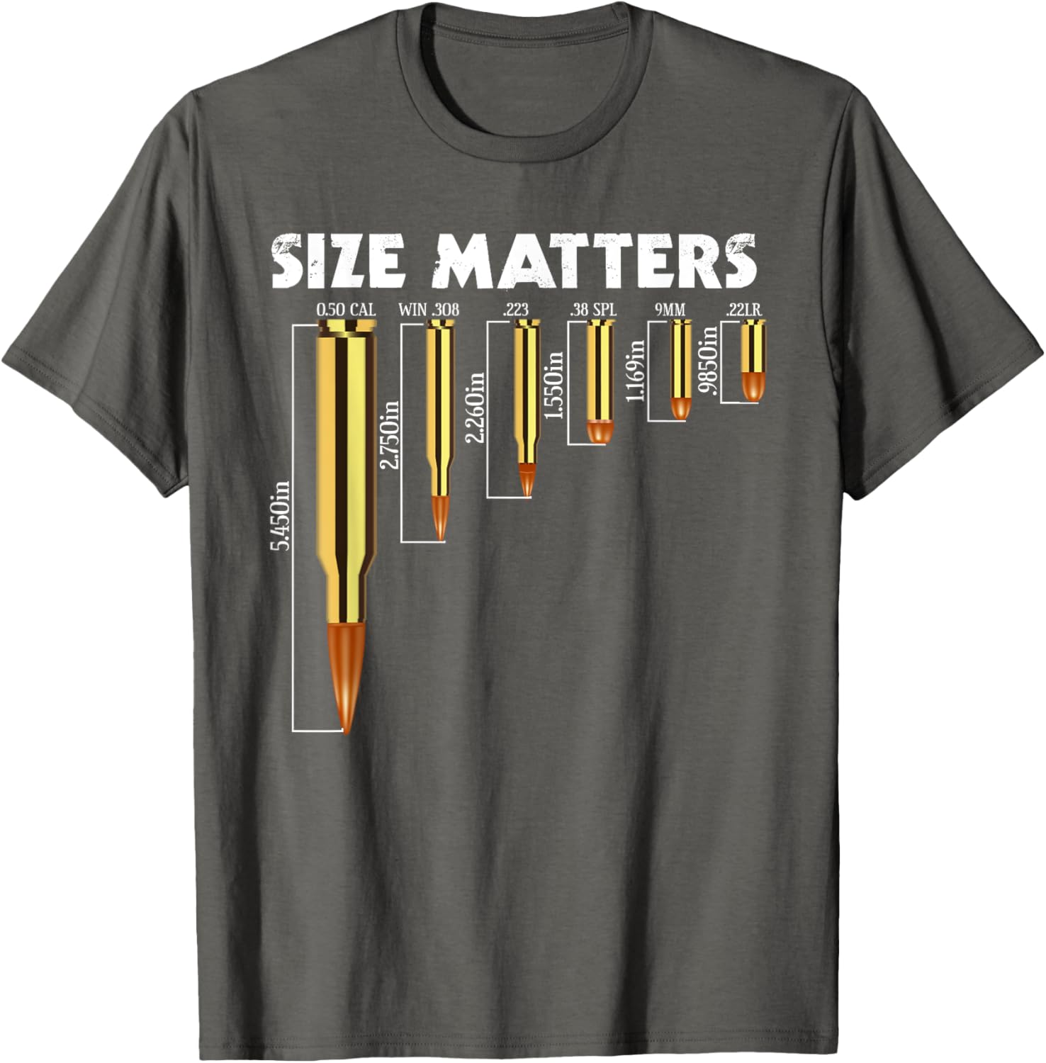 Size Matters T-Shirt for Bullet Lovers, Perfect Caliber Graphic Tee - 13