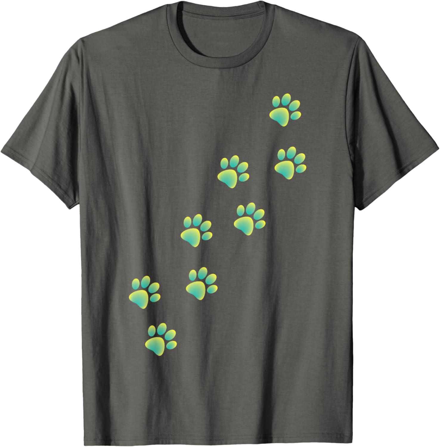 Cute Cat Paws Yellow Teal Graphic T-Shirt for Cat Lovers of All Ages - 13
