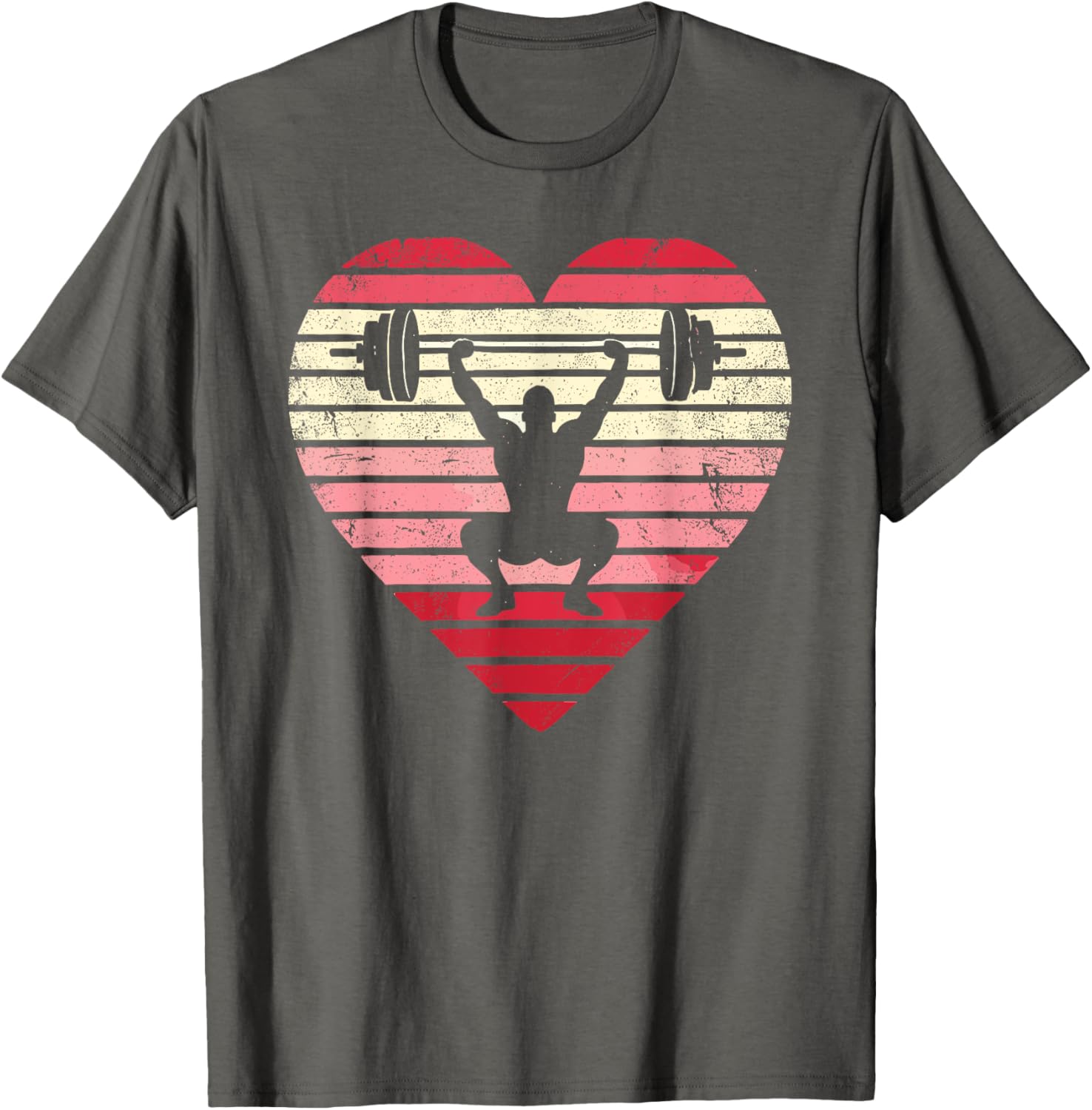 Vintage Retro Heart Weightlifting Gym T-Shirt for Men Fitness Enthusiasts - 1