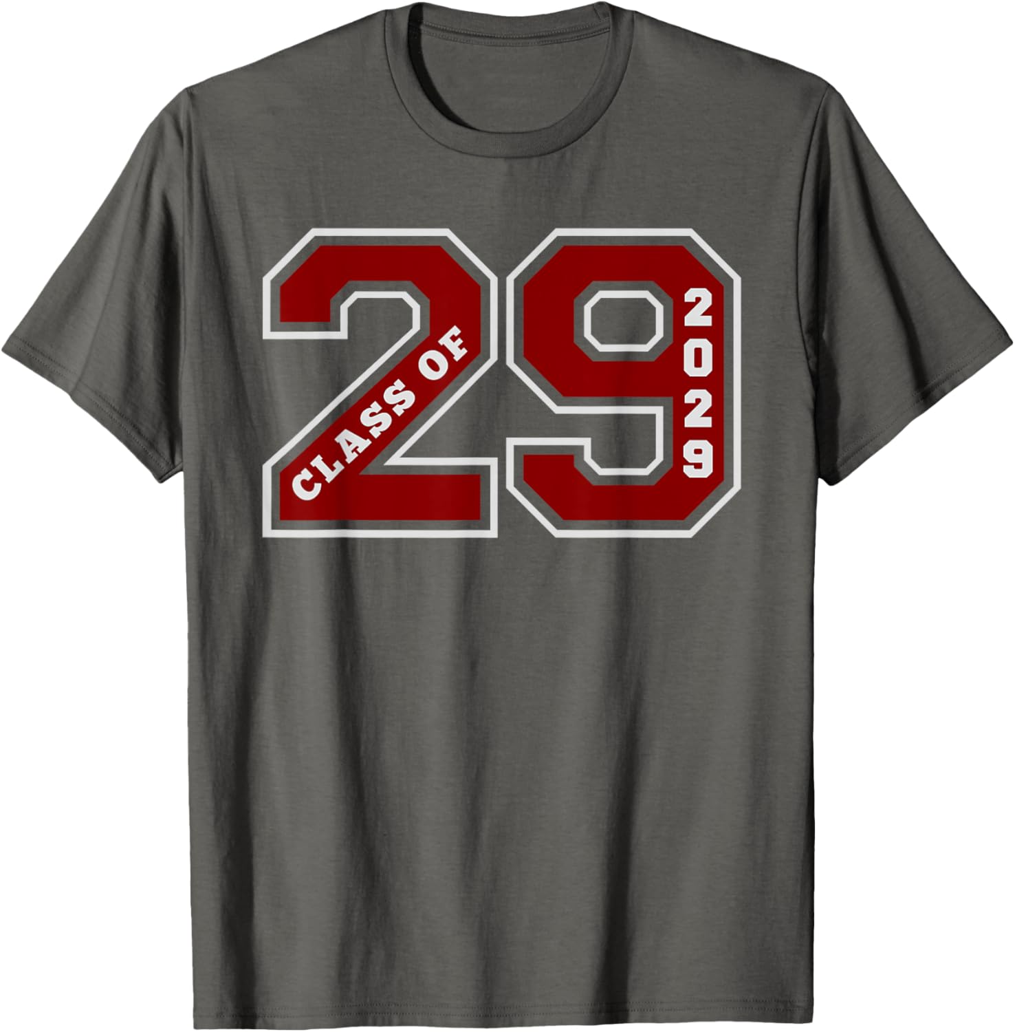 Class of 2029 Maroon Letterman Style Grad T-Shirt for Future Graduates - 6