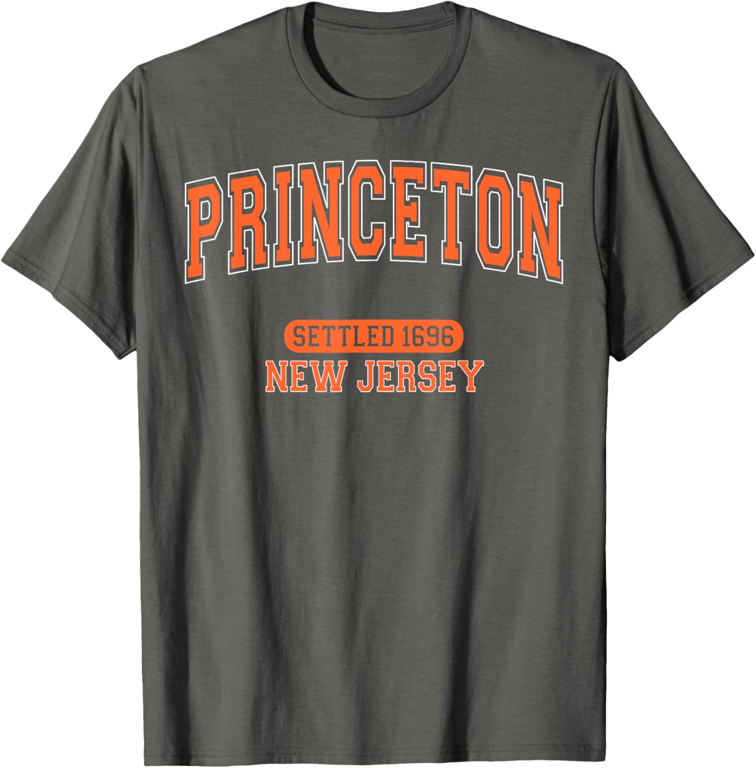 Vintage Arched Orange T-Shirt Celebrating Princeton New Jersey 1696 - 19