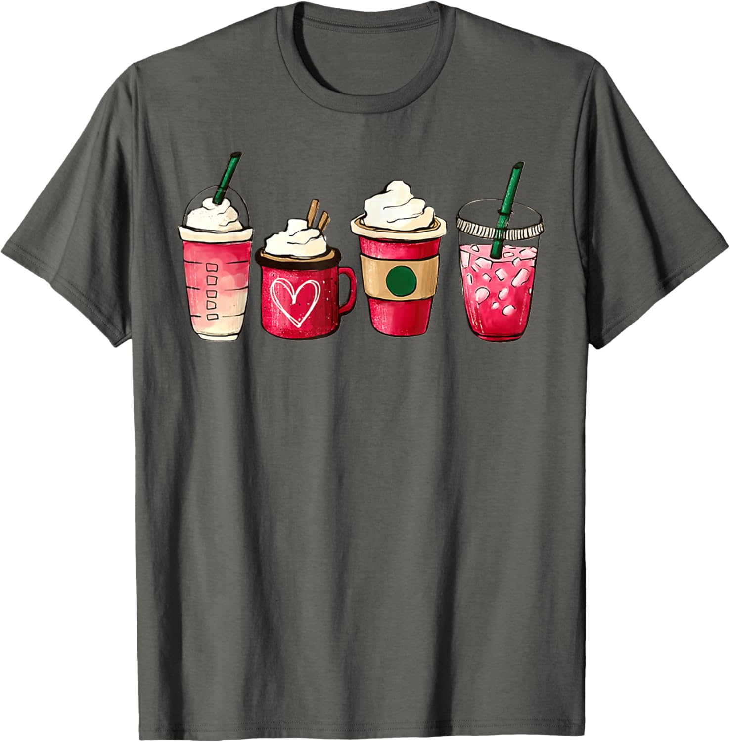 Valentine Heart Latte Iced Coffee T-Shirt for Coffee Lovers - 25