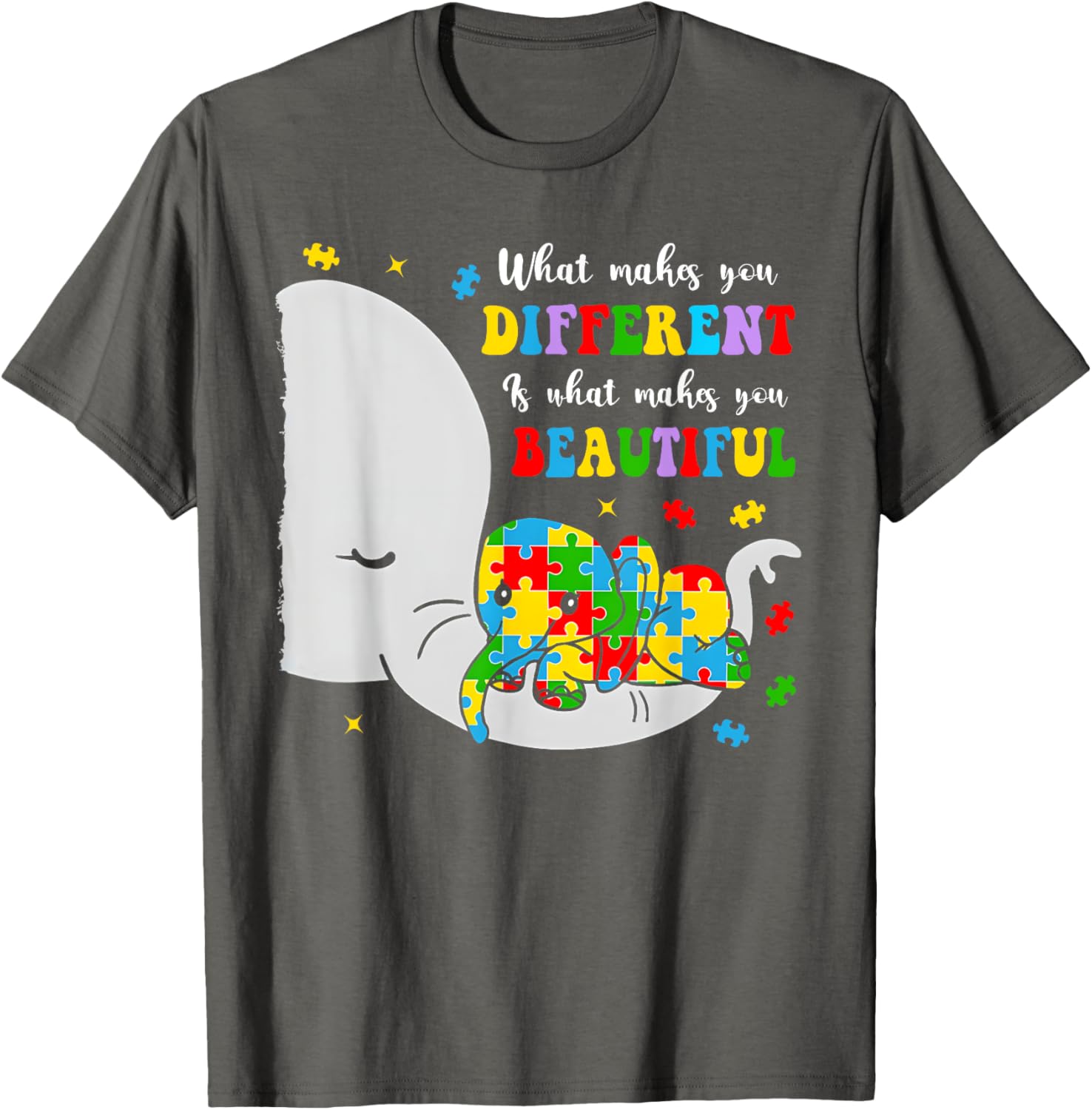 Unique Elephant Autism Awareness T-Shirt - Embrace Differences with Style - 6