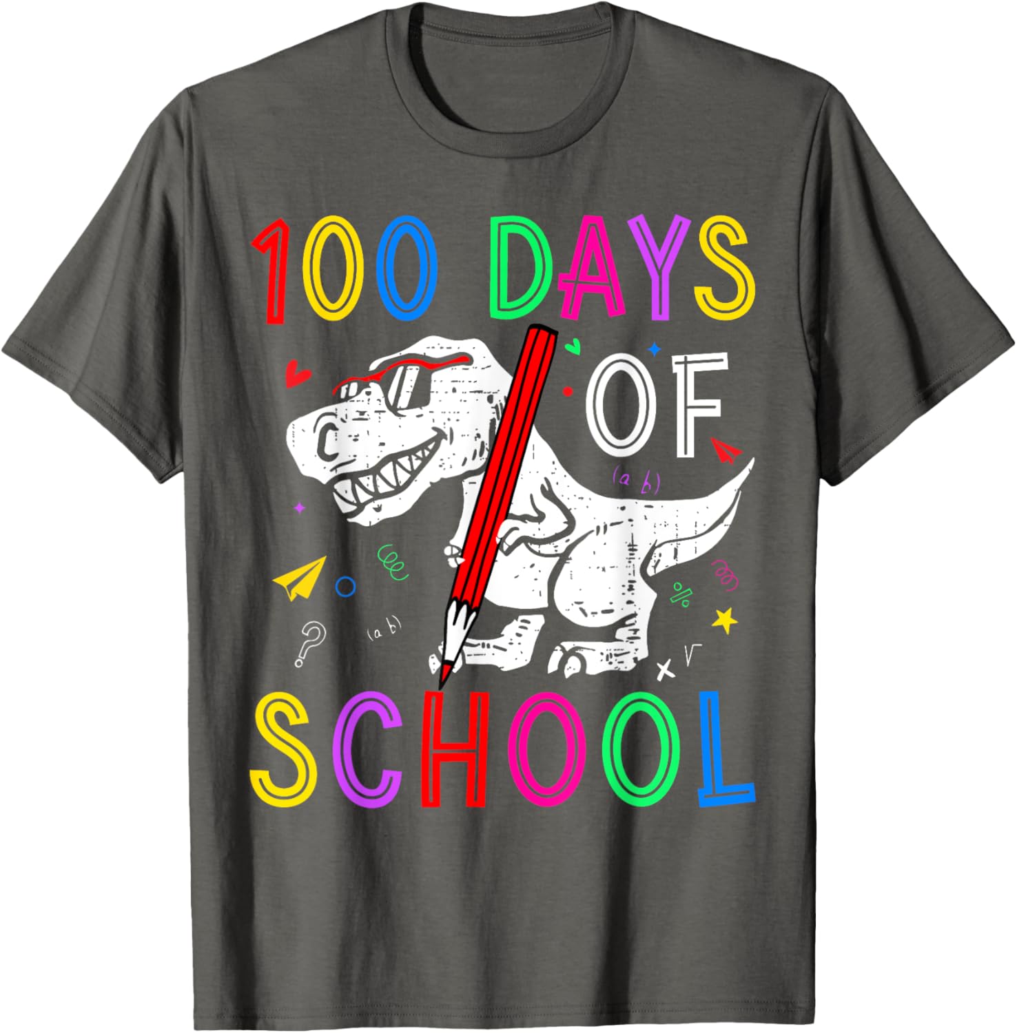 100 Days of School Dino T-Rex Kids T-Shirt for Teachers and Students - 2