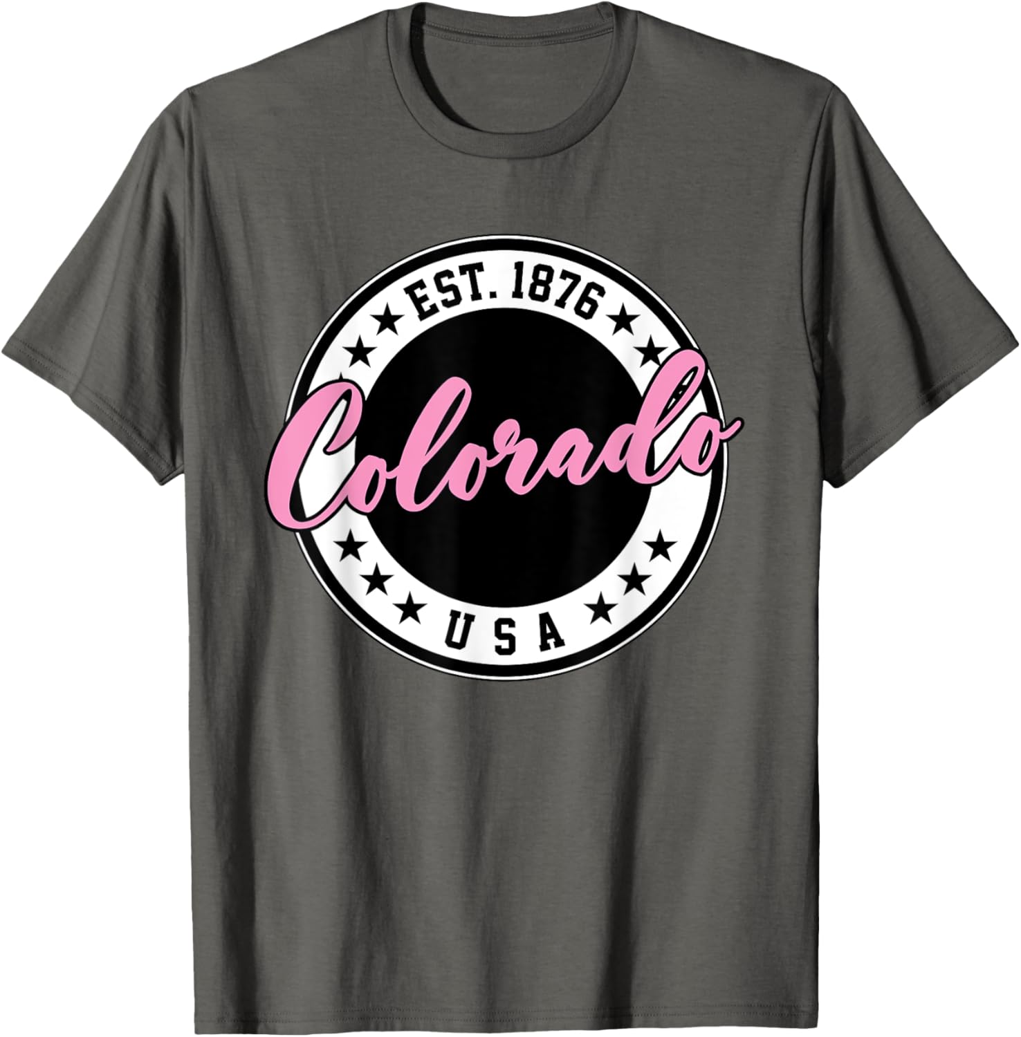 Colorado USA Script Circle Pink Text T-Shirt for Stylish Comfort - 2