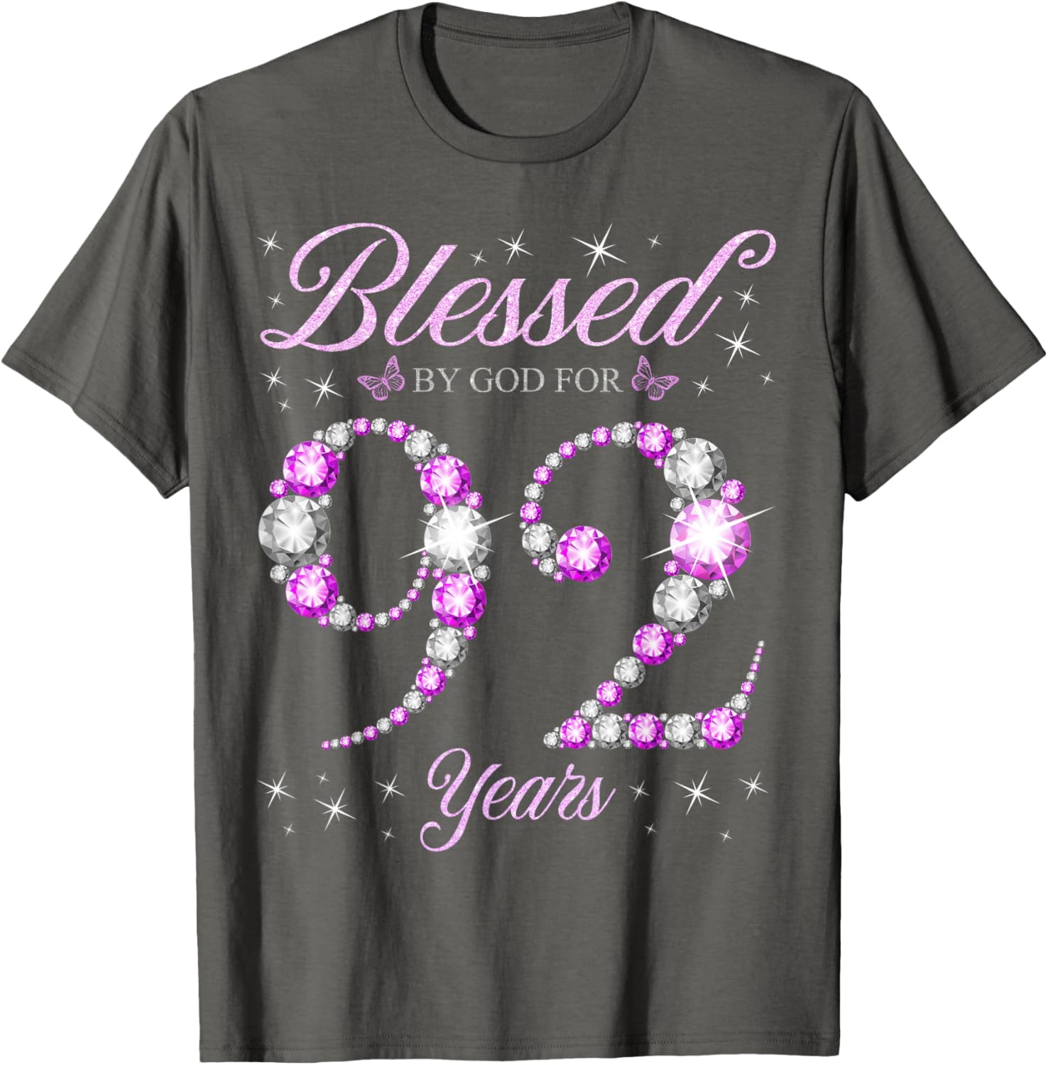 Blessed By God 92 Years Old Birthday Party T-Shirt for 92nd Celebration - 7