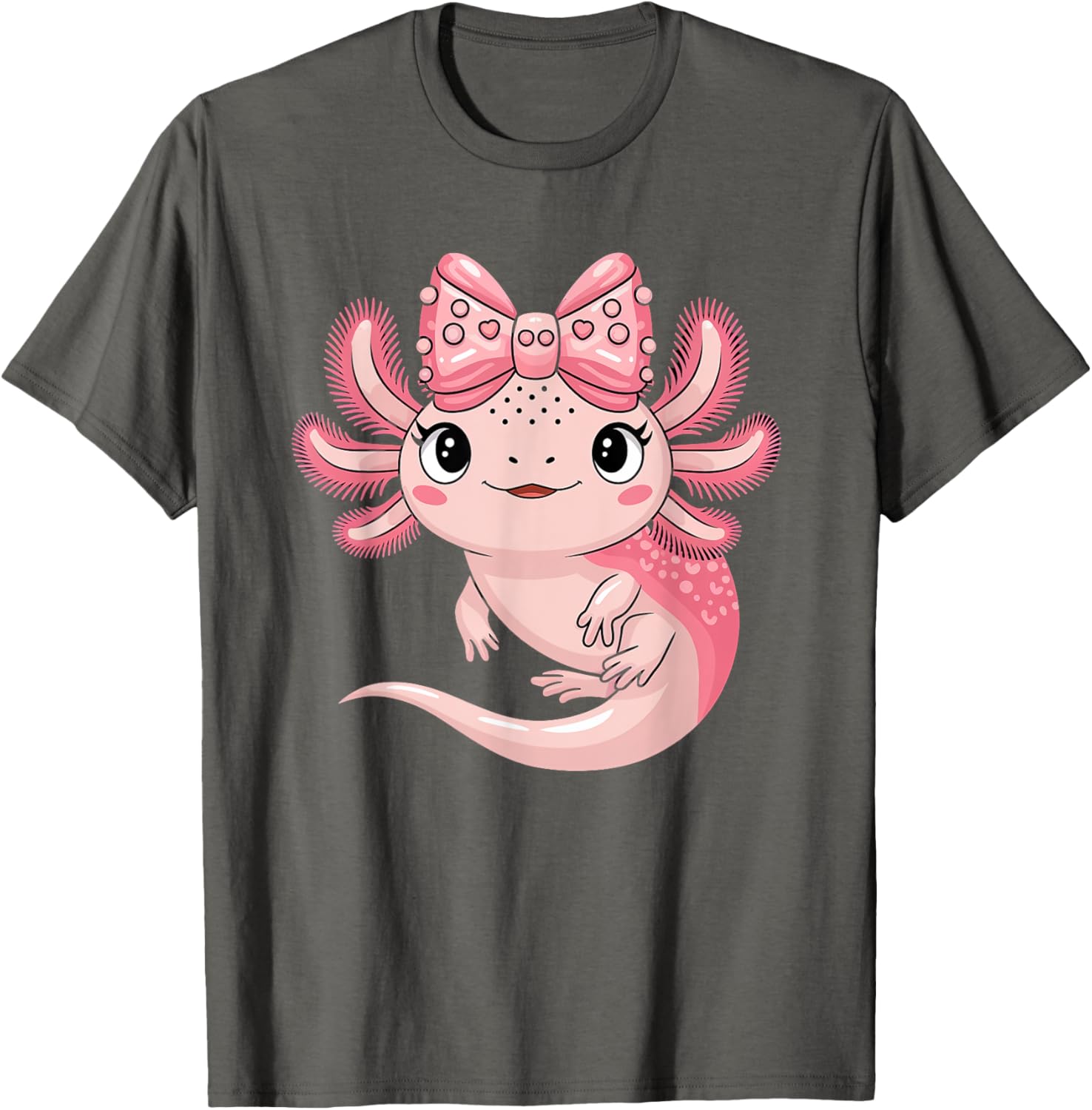 Cute Axolotl Girls Coquette Bow T-Shirt for Axolotl Lovers - 4