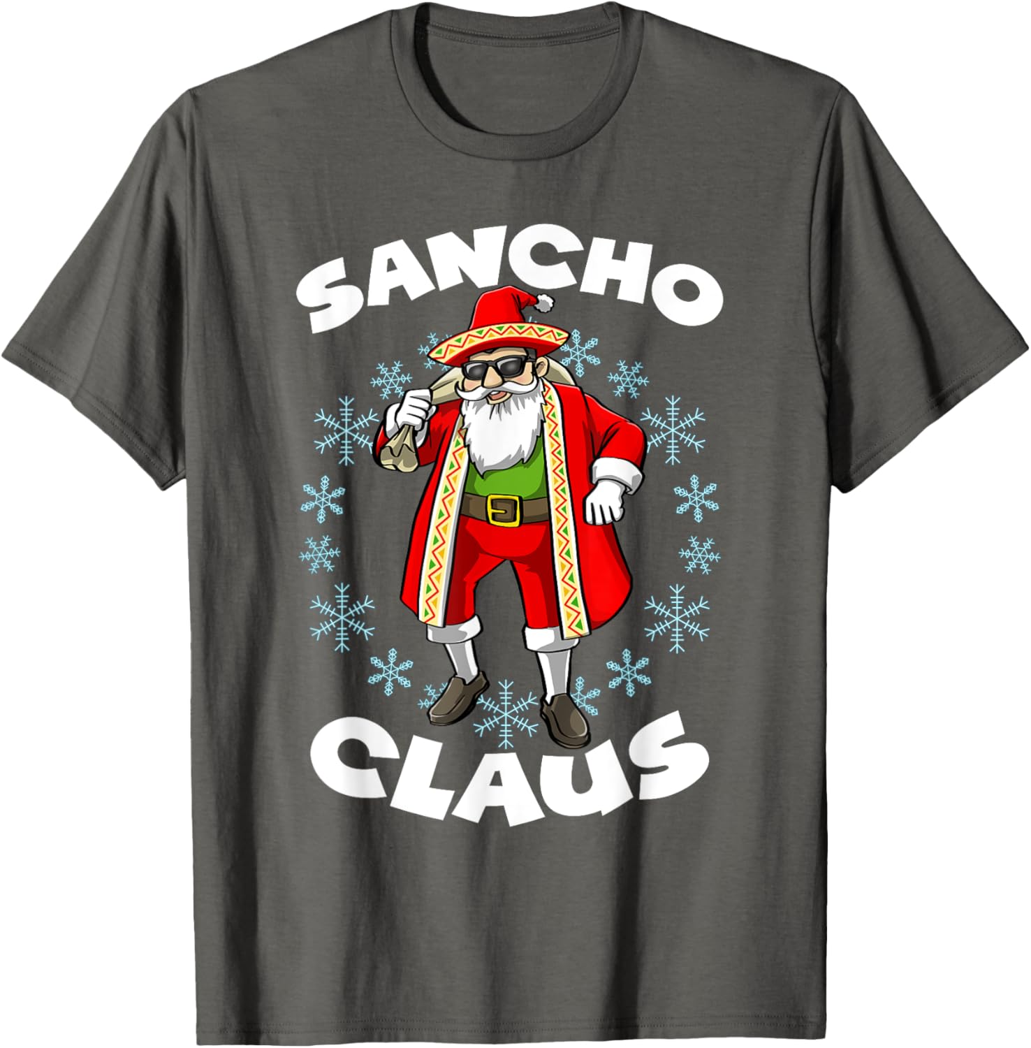 Funny Santa Claus Sancho Mexican Christmas T-Shirt for Holiday Cheer - 9