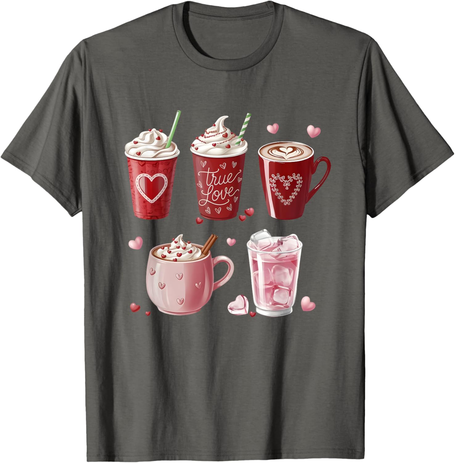 Coffee Lover Valentine T-Shirt Cute Coffee Cups Design for Him or Her - 23