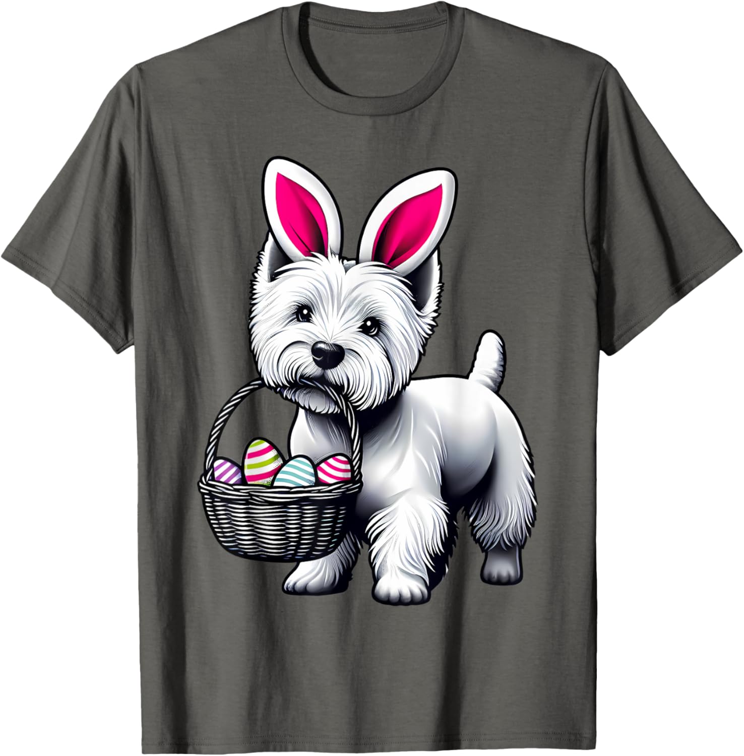 Adorable Bunny Ear West Highland Terrier Easter Eggs T-Shirt for Dogs - 24
