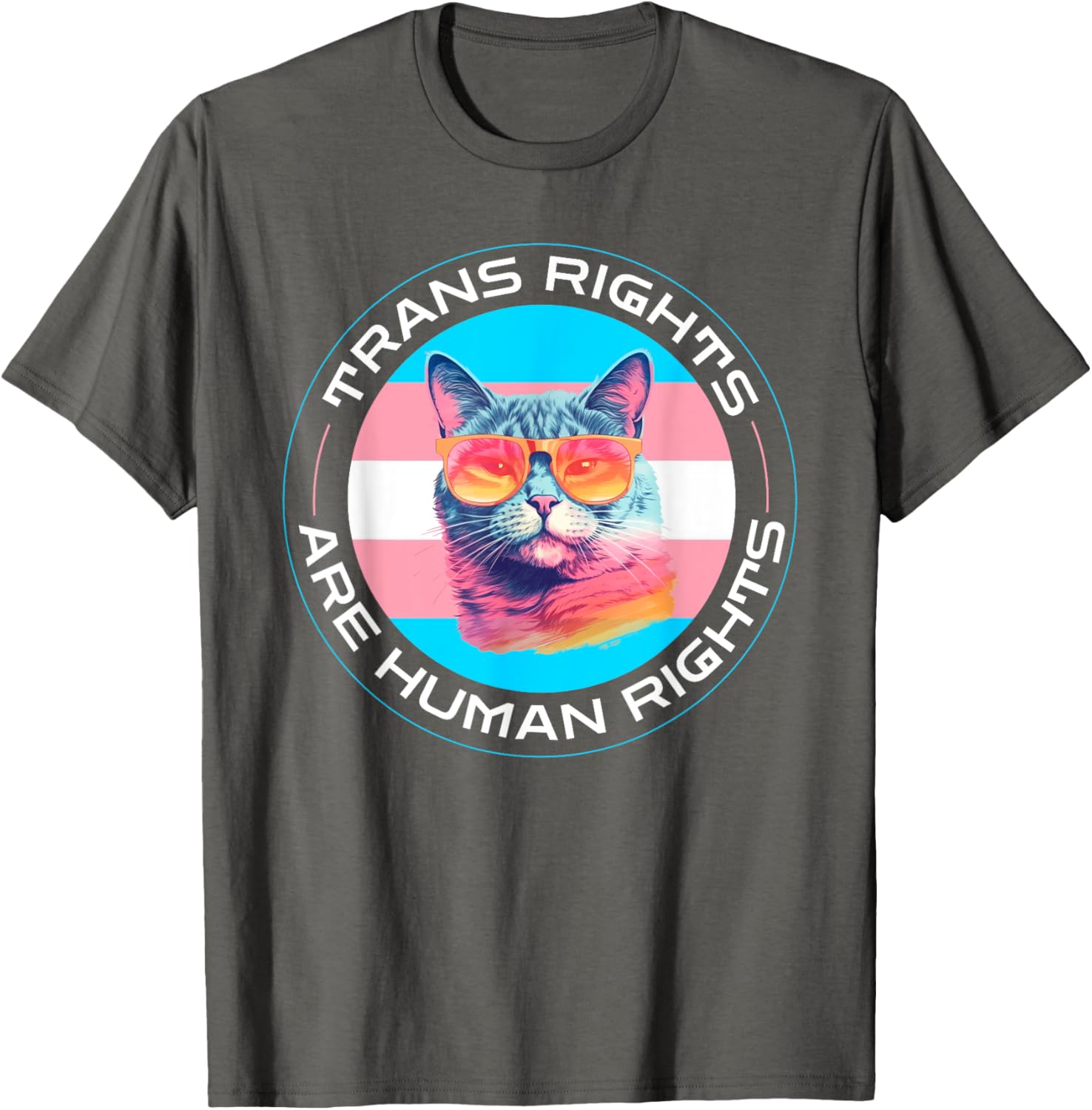 Trans Rights are Human Rights Pride Cat T-Shirt for LGBTQ Supporters - 13