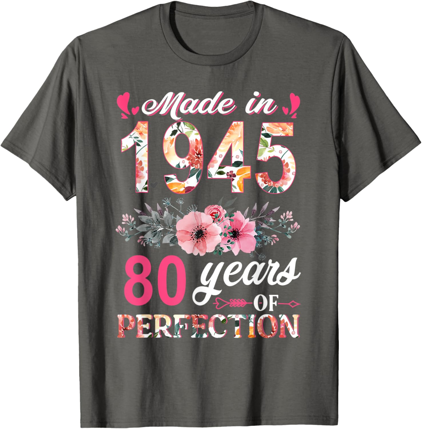 80th Birthday Gifts for Women - Made In 1945 Floral T-Shirt - 19