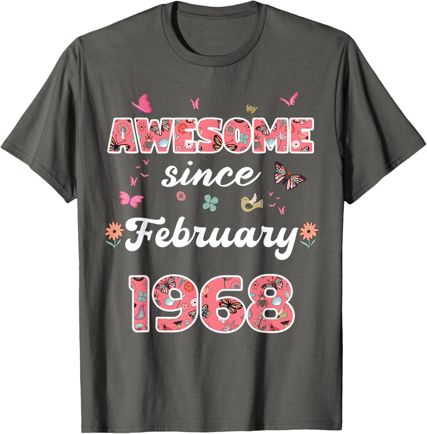 Vintage February 1968 Flowers Birthday T-Shirt for a Special Celebration - 19