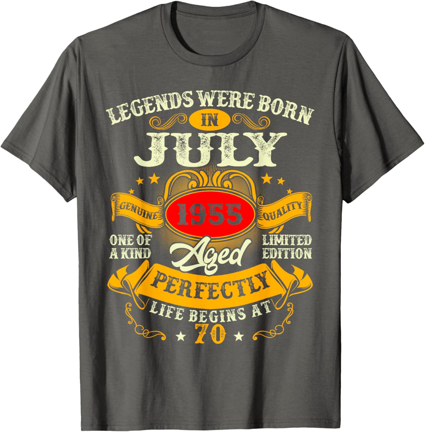 Vintage Retro 70th Birthday T-Shirt for July 1955 Legends Men Women - 1