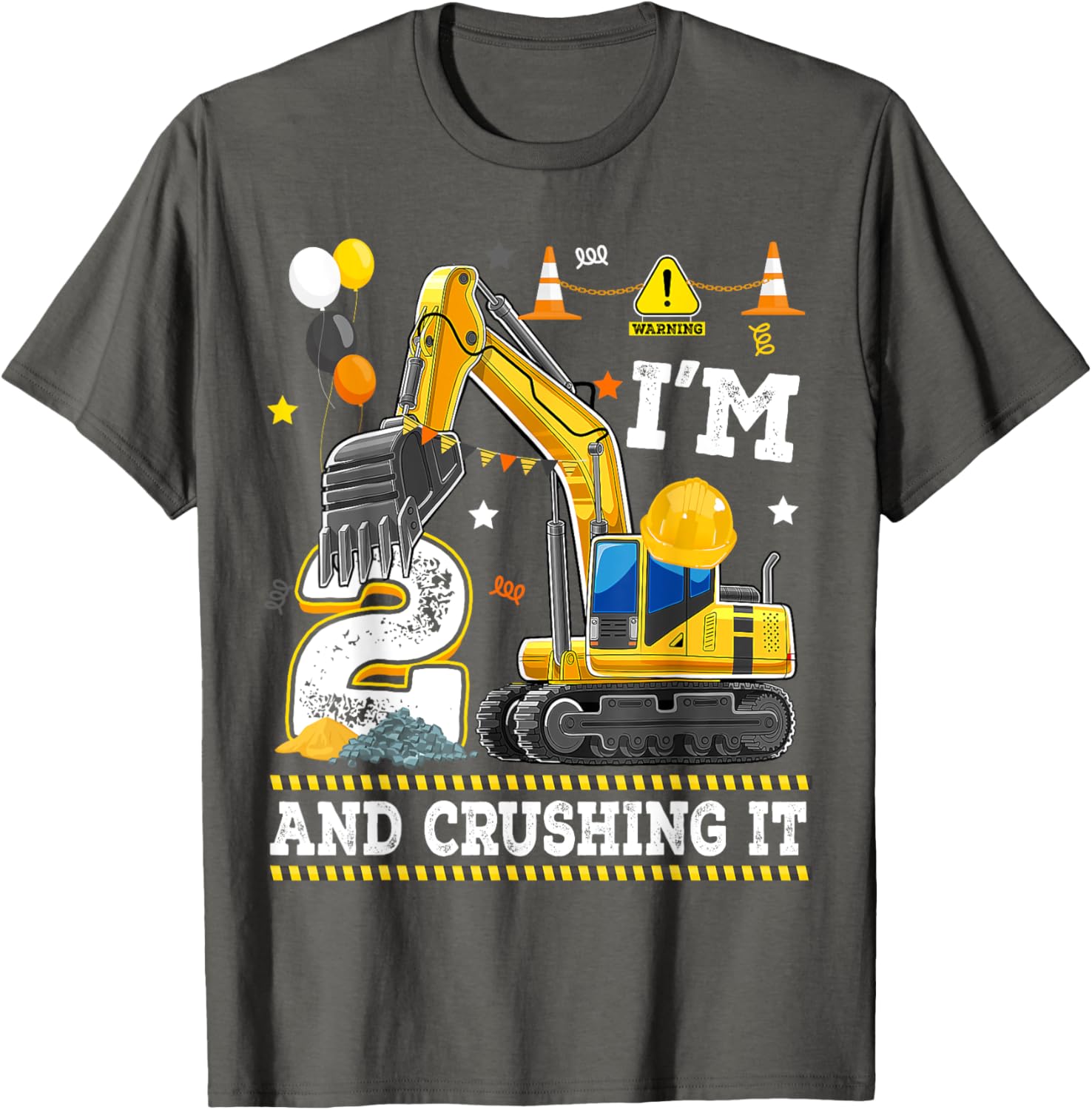 Adorable 2nd Birthday Excavator Digger Builder T-Shirt for Kids - 19