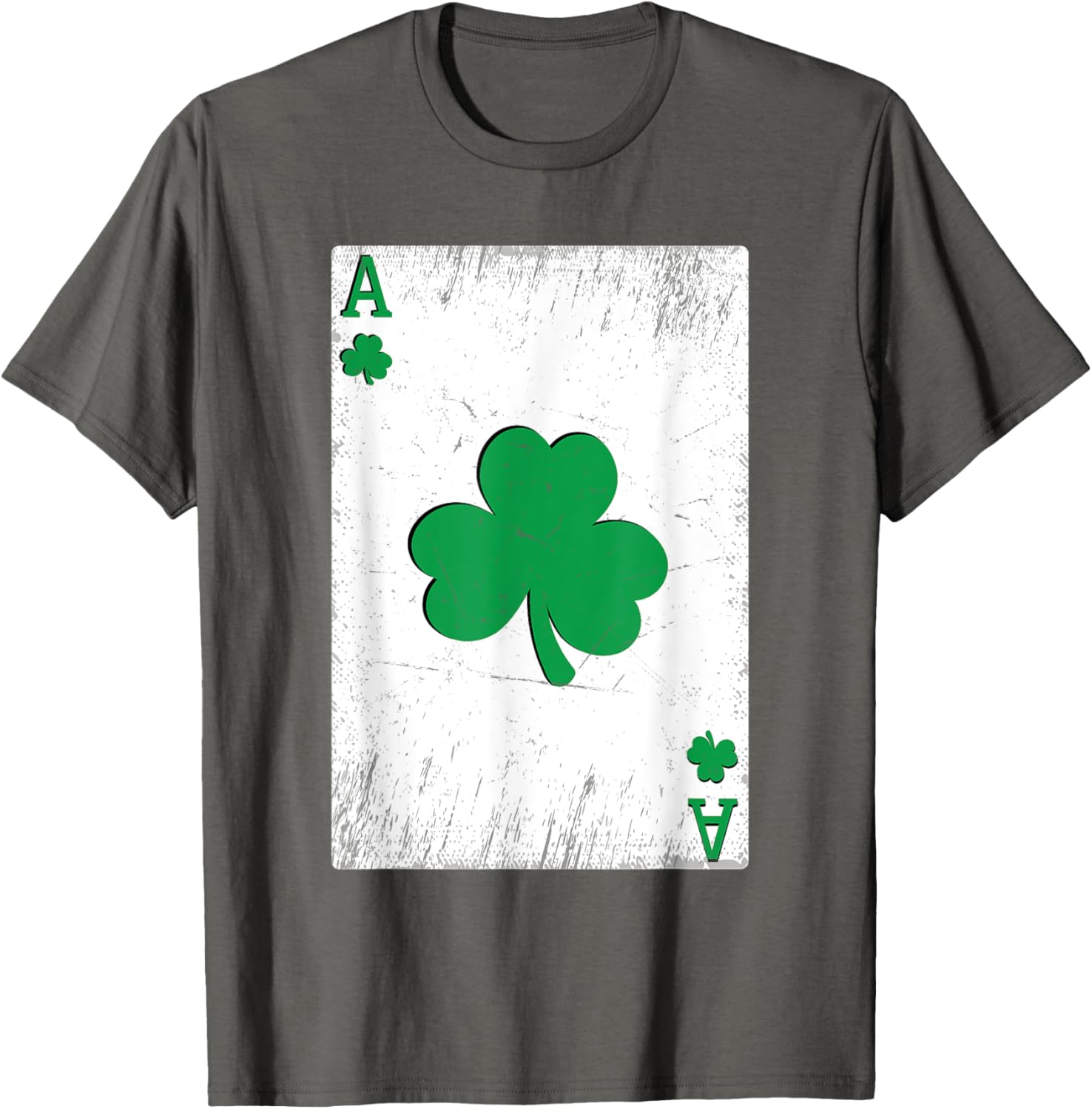 Vintage St Patrick's Day Ace of Shamrocks Green Clover T-Shirt for Fun - 2