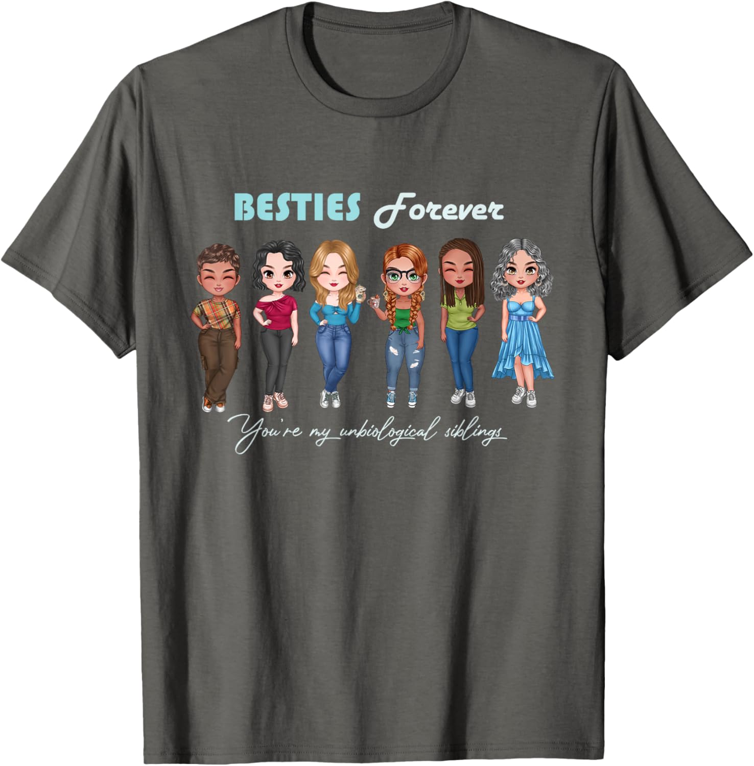Chibi Best Friends T-Shirt for Unbiological Sisters and Siblings - 13
