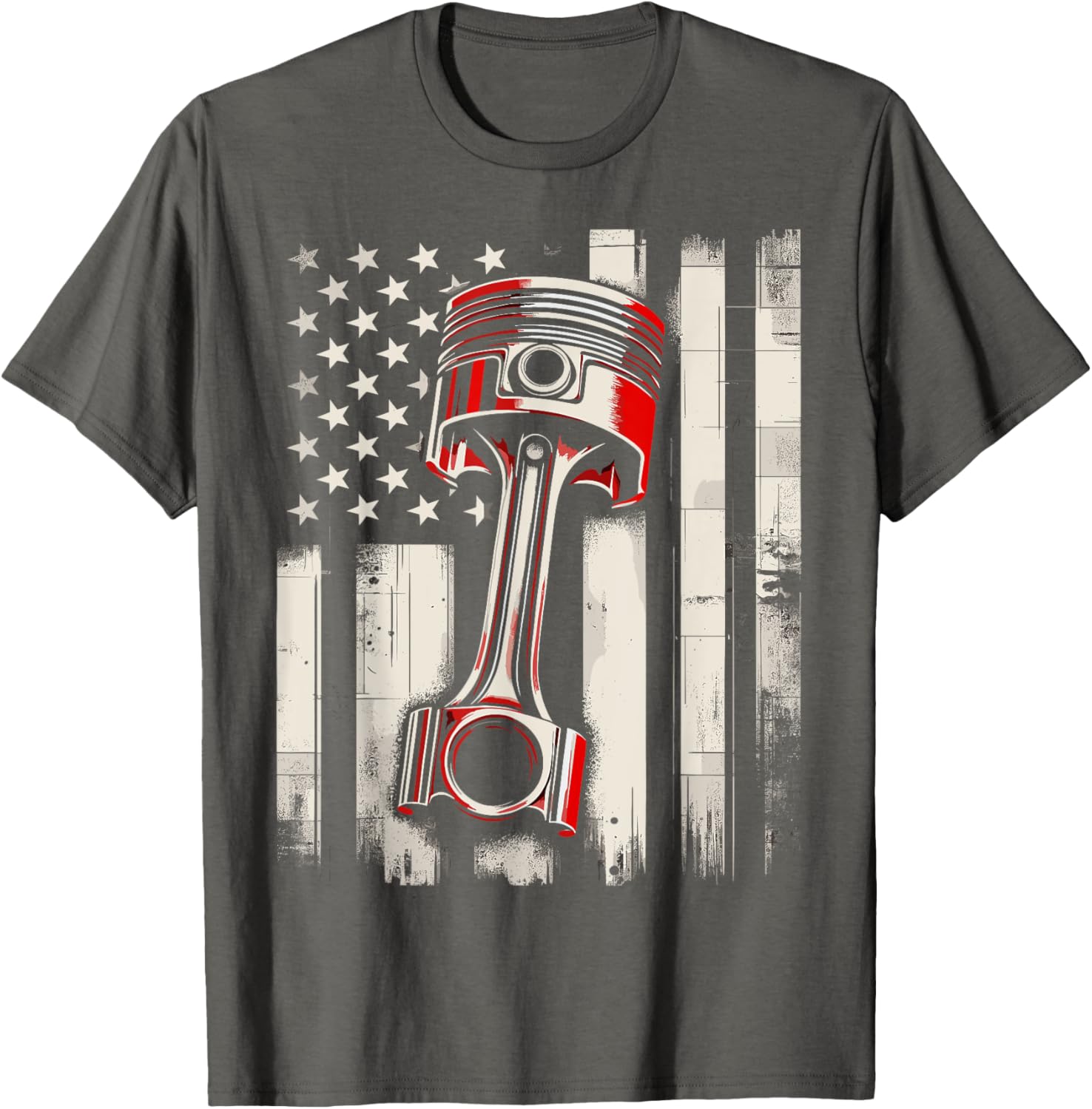Vintage American Flag Piston Car Mechanic T-Shirt for Auto Enthusiasts - 6