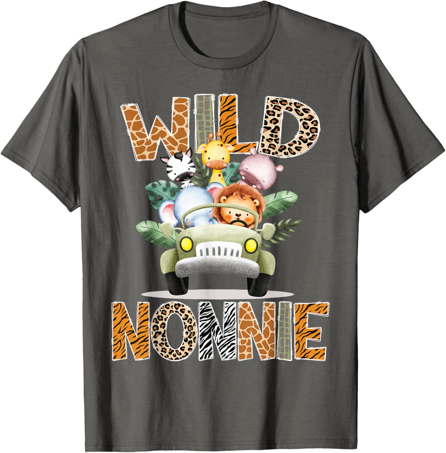 Wild Nonnie Safari Jungle Animals 1st Birthday Truck T-Shirt for Kids - 6