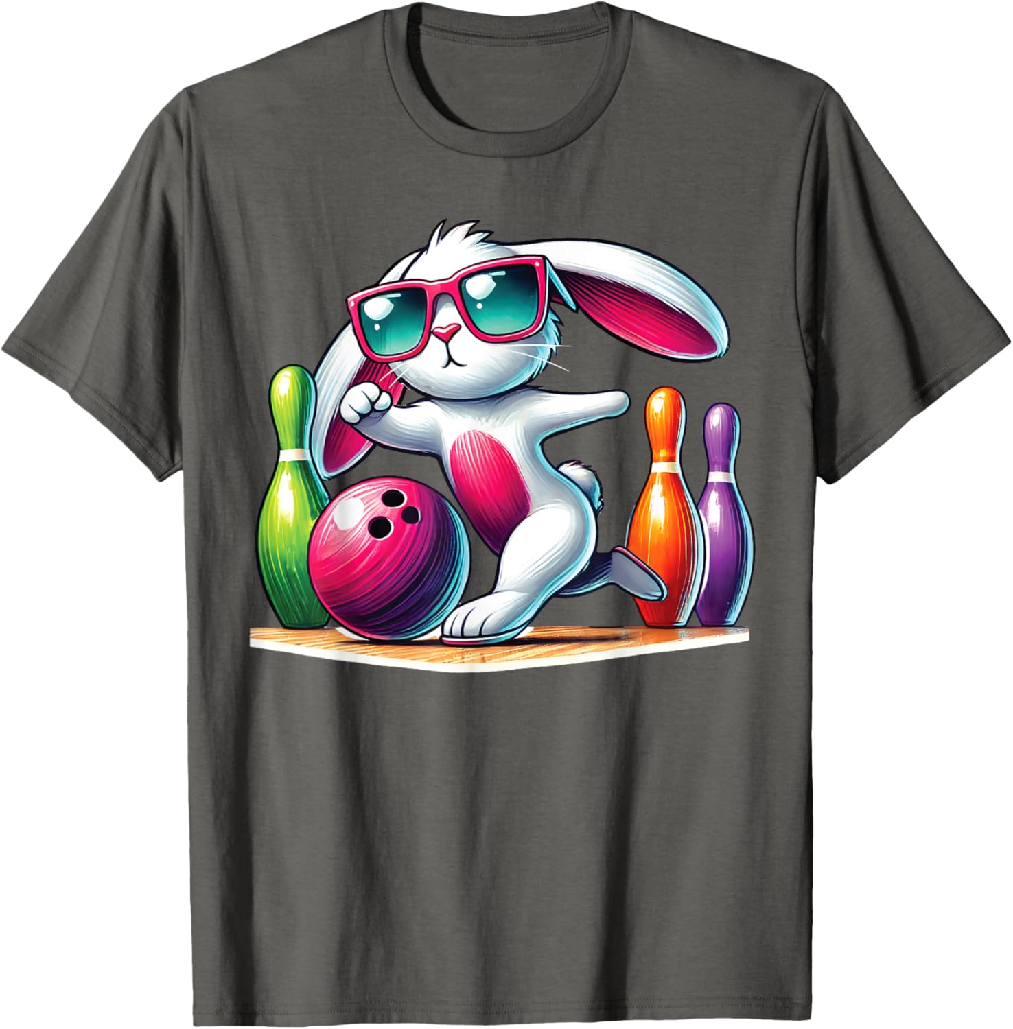 Bunny Ear Easter Bowling T-Shirt for Fun Egg Hunt Celebrations - 1