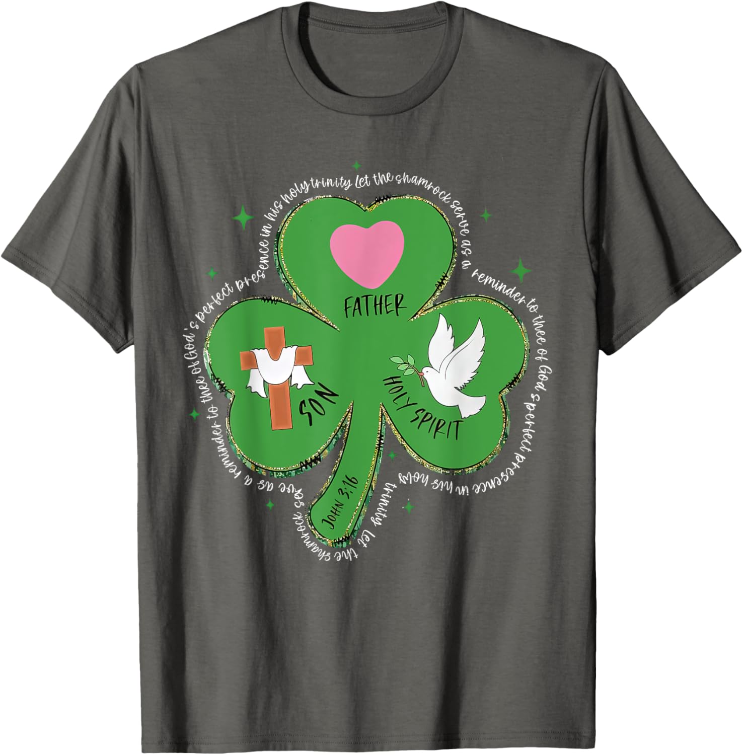 Shamrock Holy Trinity T-Shirt Father Son Holy Spirit Patrick Style - 1