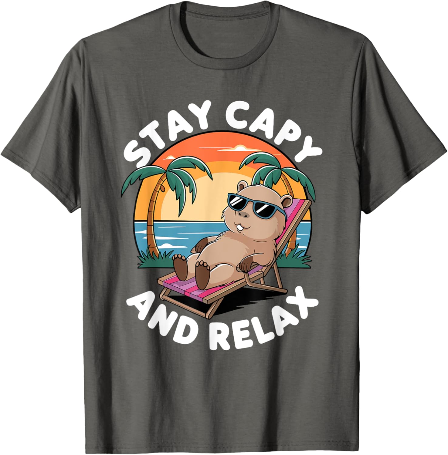 VYLOXA Unisex Cartoon Capybara T-Shirt for Adults and Kids in Black - 10