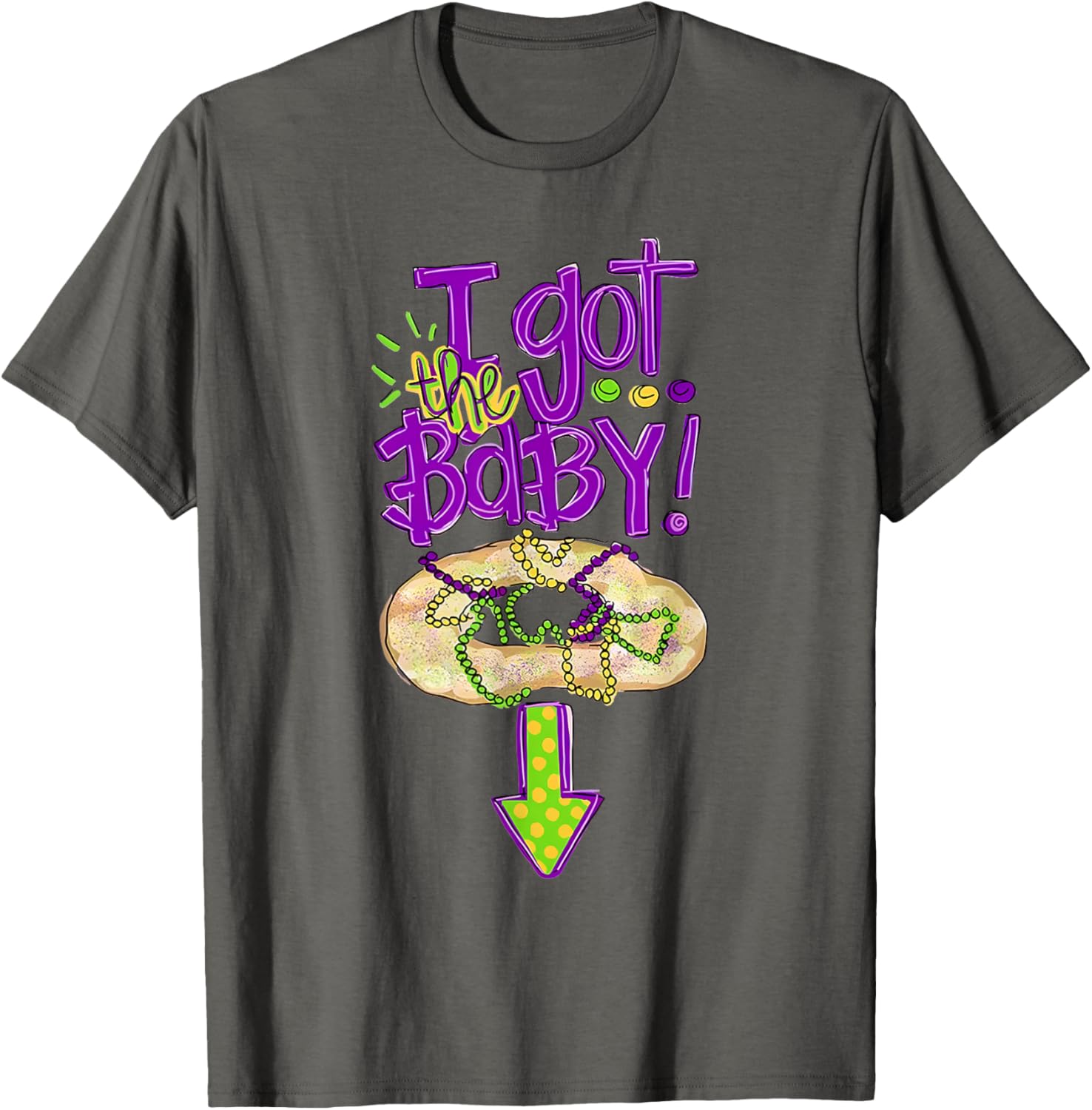 Baby Mardi Gras King Cake Reveal T-Shirt for New Orleans Celebrations - 6