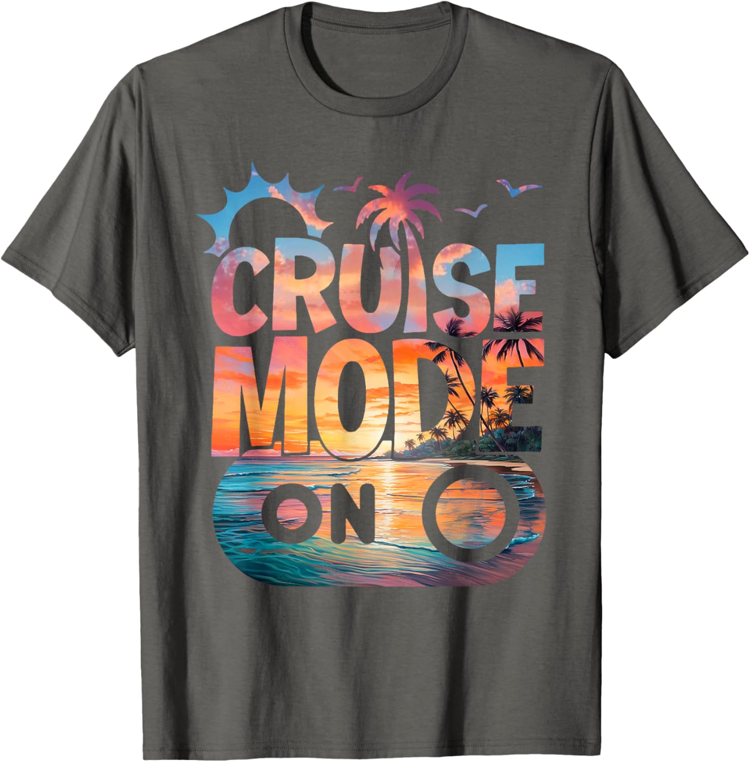 Cruise Mode On Tropical Sunset Family T-Shirt for Fun Vacation Vibes - 19