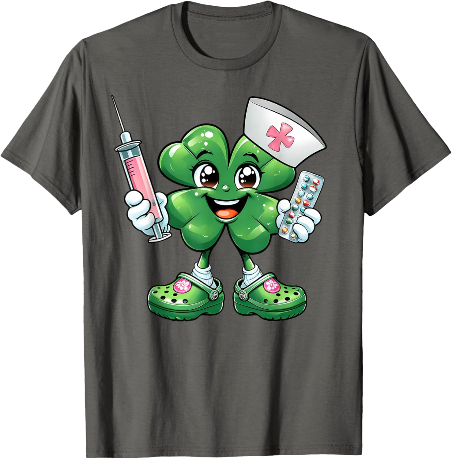 Saint Pattys Scrub T-Shirt for Nurses with Shamrock Design - Women's Apparel - 9