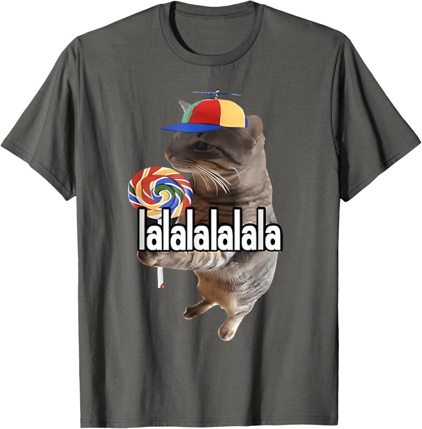 Silly Cat with Lollipop Funny Meme T-Shirt for Men, Women, Kids - 14