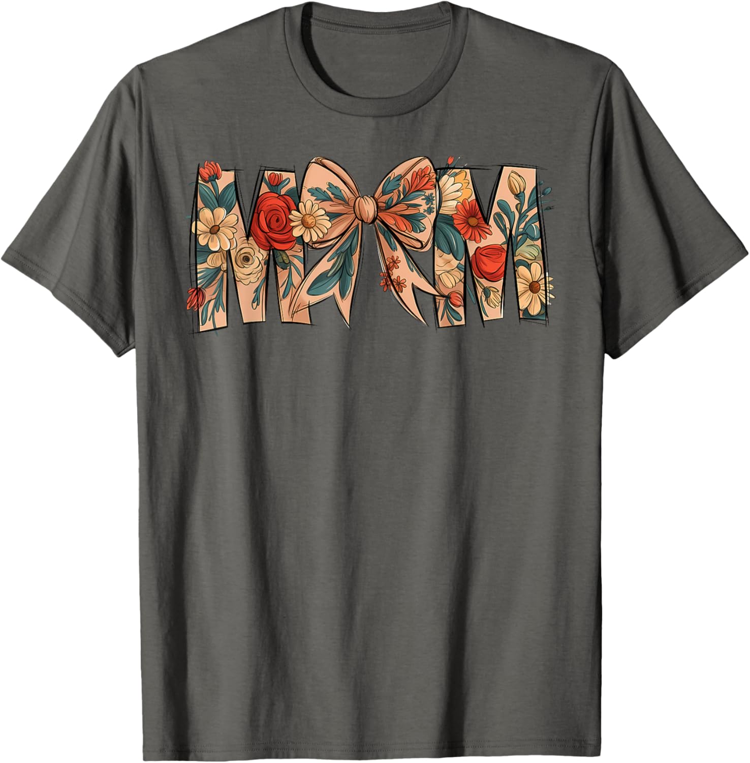 Charming Floral Coquette Bow T-Shirt for Moms on Mother's Day - 8