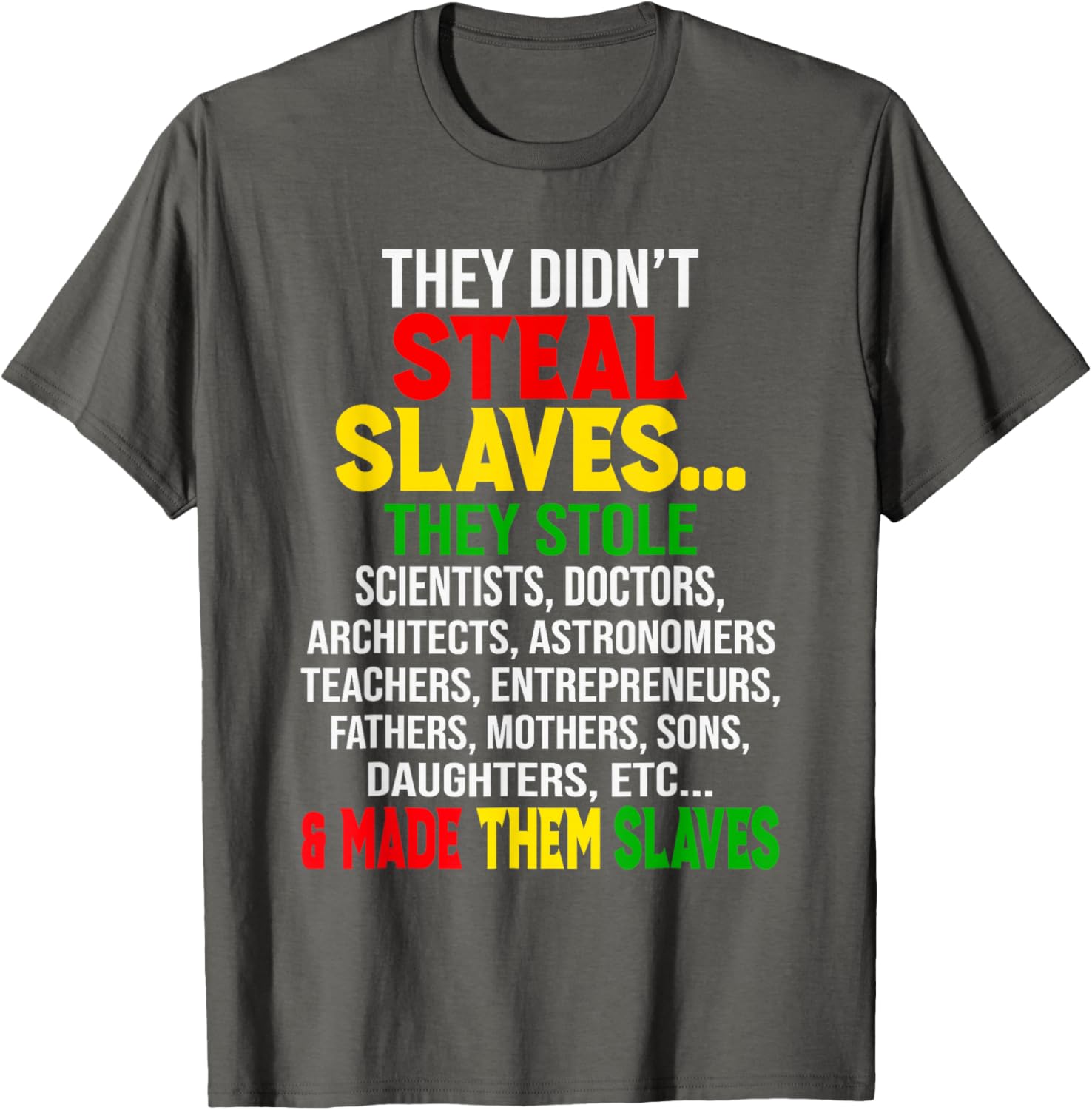 They Didn't Steal Slaves Melanin Black History Month T-Shirt for All - 7