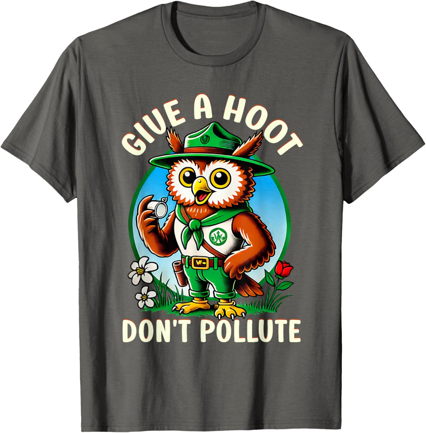 Retro Vintage Owl T-Shirt - Eco-Friendly Give A Hoot Don’t Pollute - 19