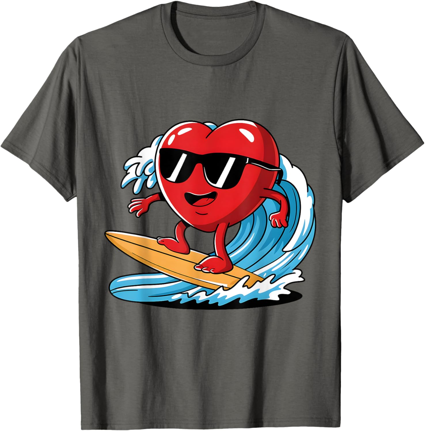 Surfing Heart Funny T-Shirt for Boys and Men - Perfect Valentine's Gift - 24