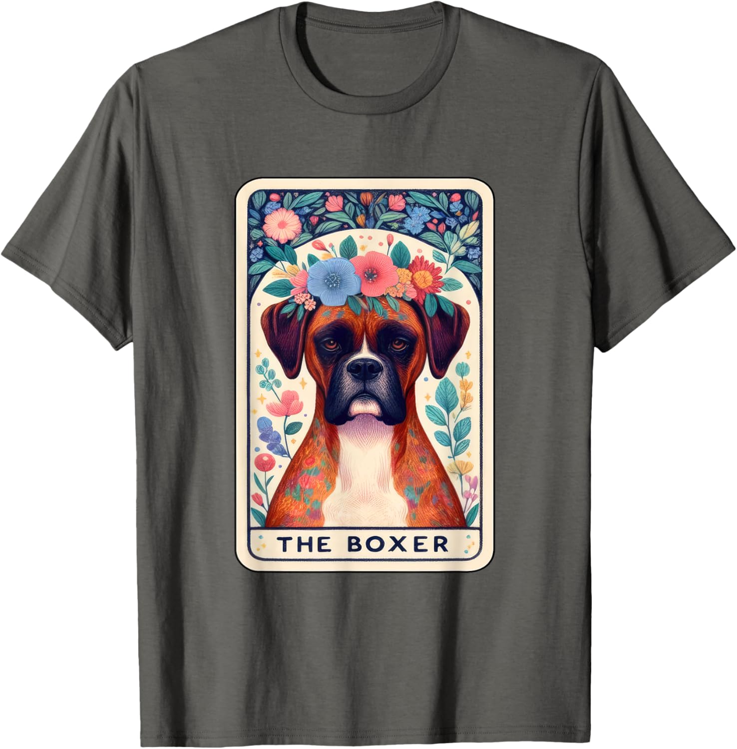 Boxer Dog Tarot Floral Star Moon T-Shirt for Men Women Kids - 4
