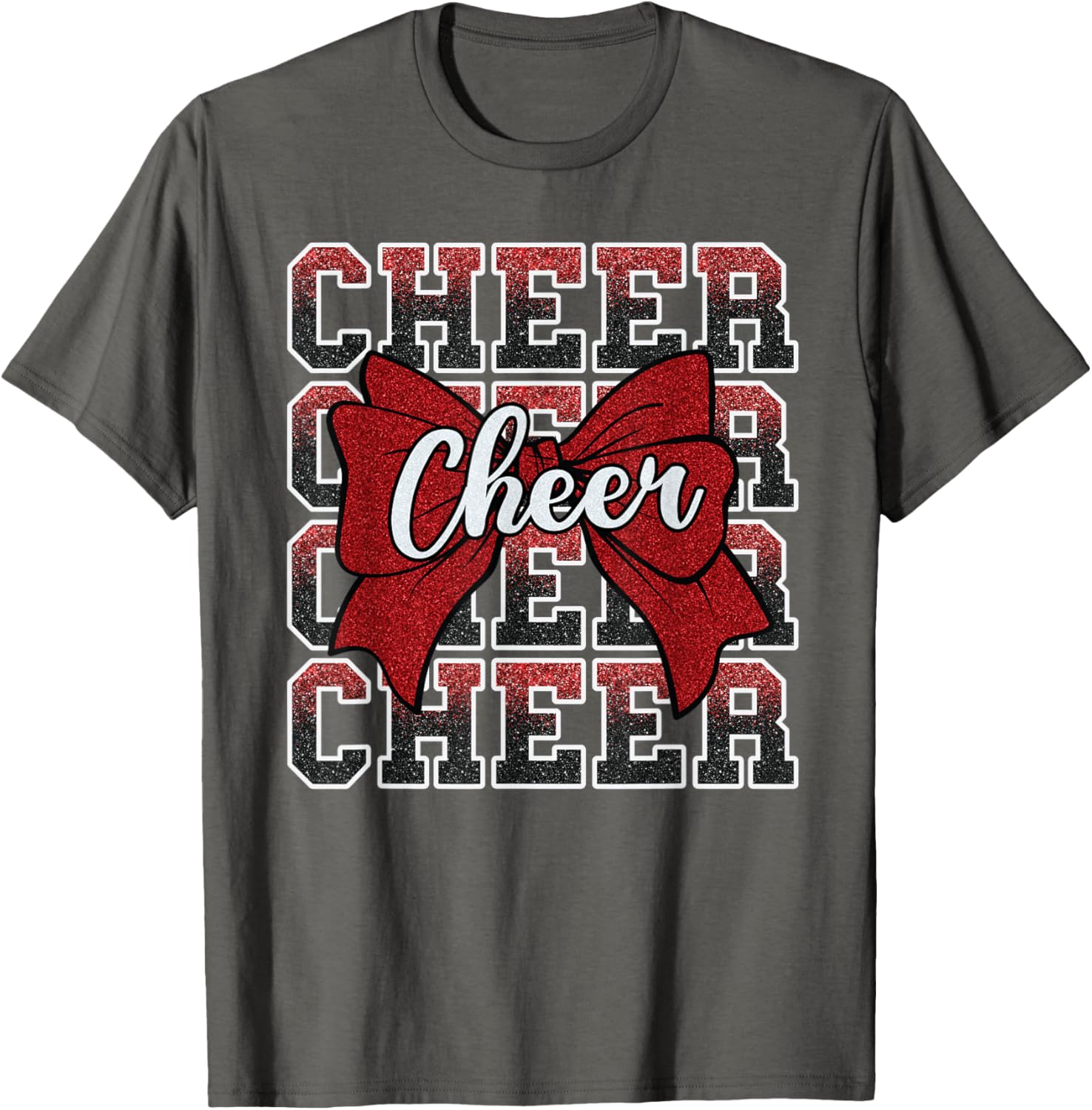 Coquette Cheer Bow Funny Sport Cheerleader Red T-Shirt for Cheer Fans - 29