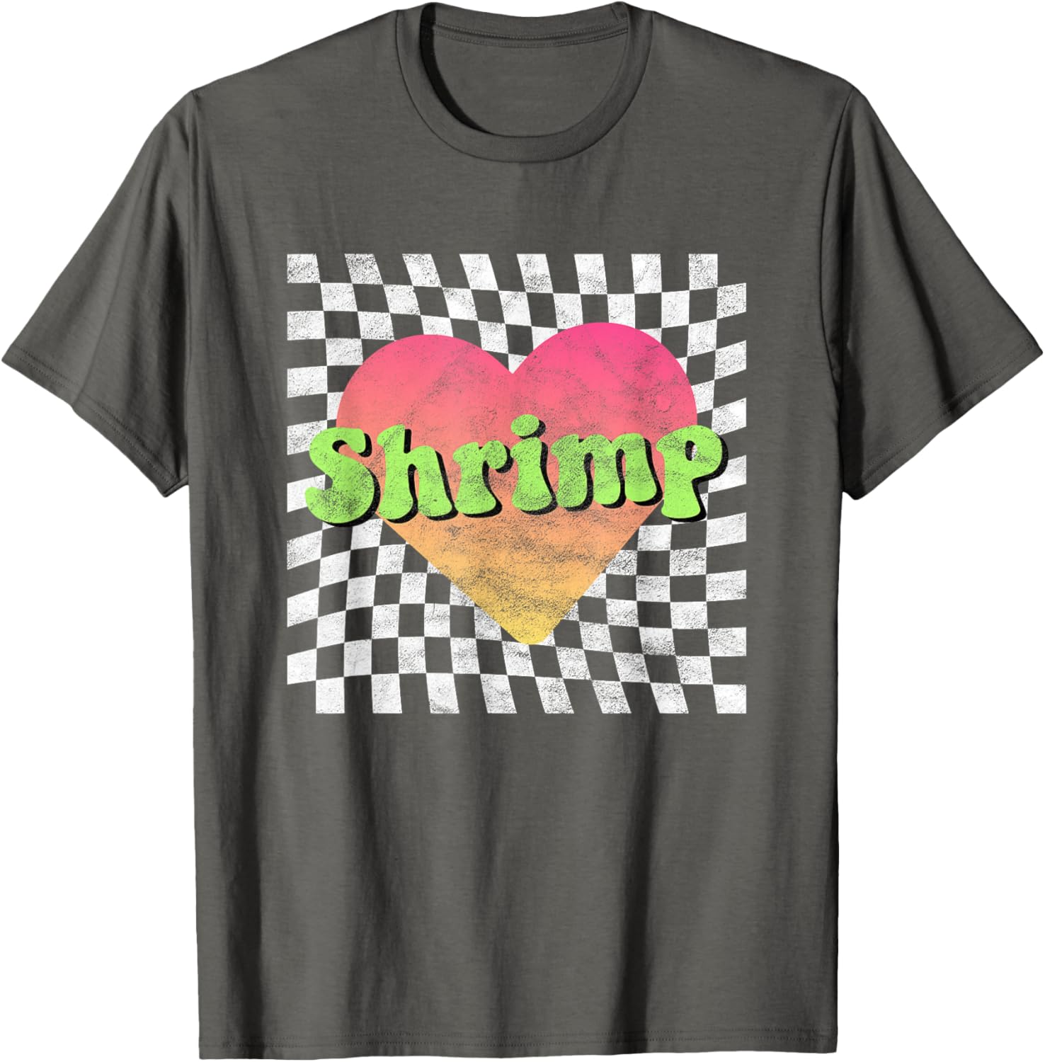 Vintage Retro Shrimp Lover Heart T-Shirt for Seafood Fans - 16