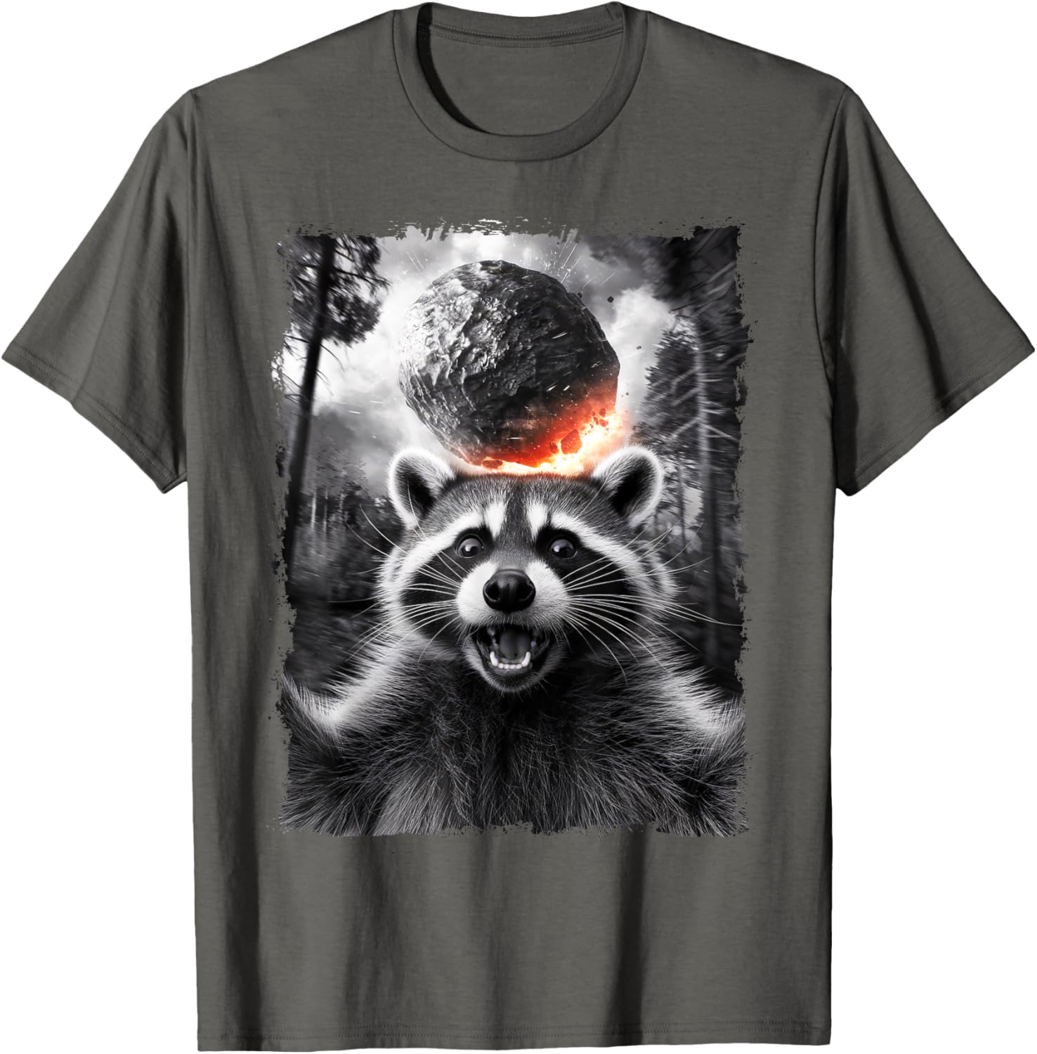 2024 Raccoon Asteroid Impact Selfie Photo T-Shirt for Fun Earth Lovers - 21