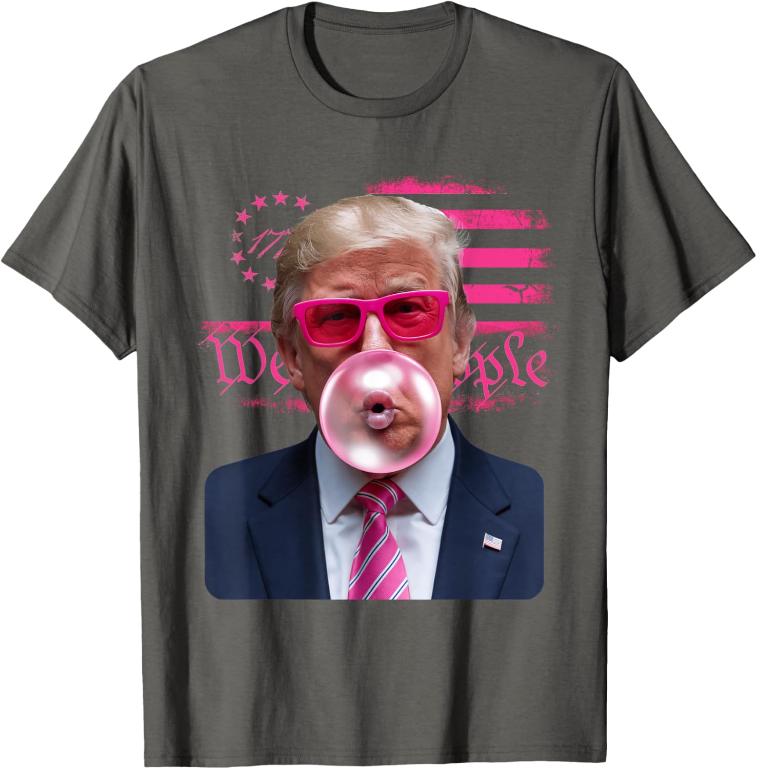 Trump Pink Glasses Bubble Gum 4th of July American Flag T-Shirt - 21