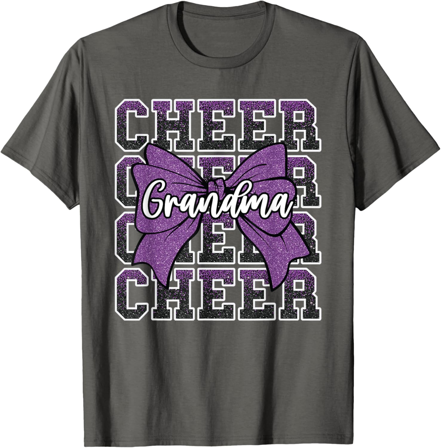 Cheer Grandma Bow Sport Purple T-Shirt for Cheerleaders and Fans - 24