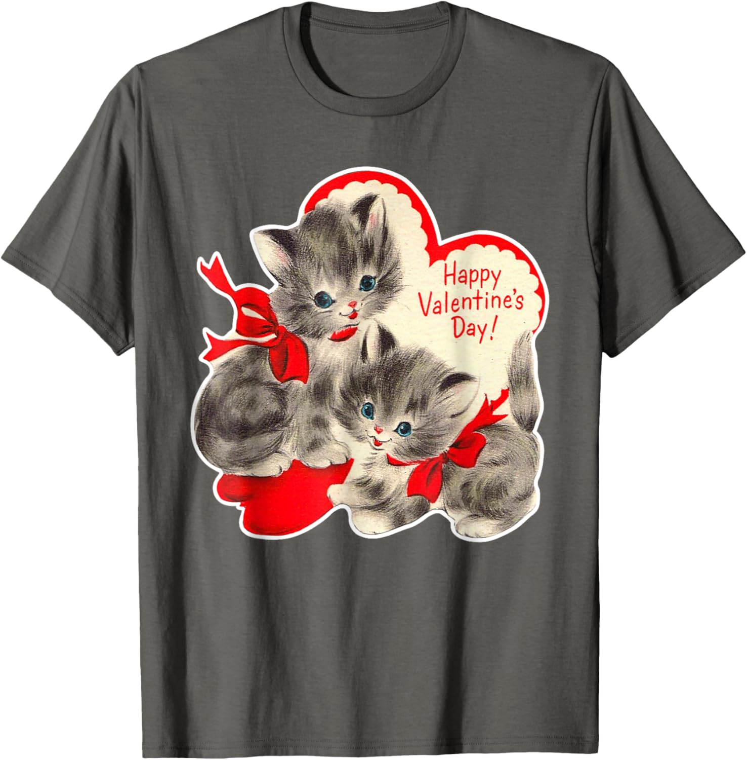 Vintage Valentine's Day Cat T-Shirt Retro Kitten Love Top for Pet Lovers - 12