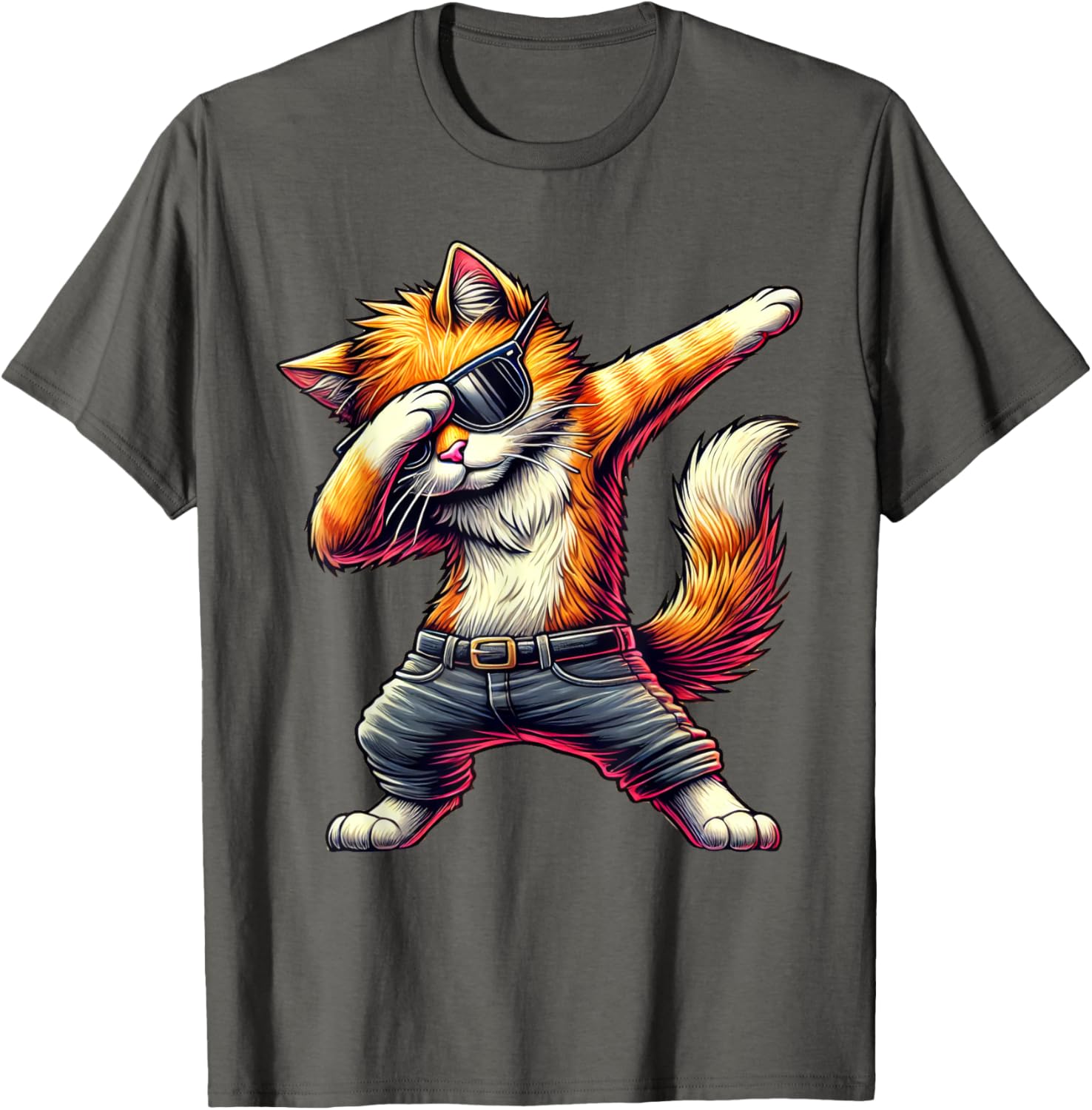Cool Cat Dabbing in Sunglasses T-Shirt for Cat Lovers and Fashion Fans - 13