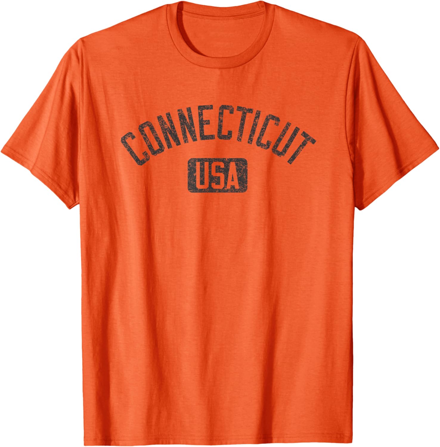 Connecticut Arched Text Distressed Black Print T-Shirt for Casual Style - 19