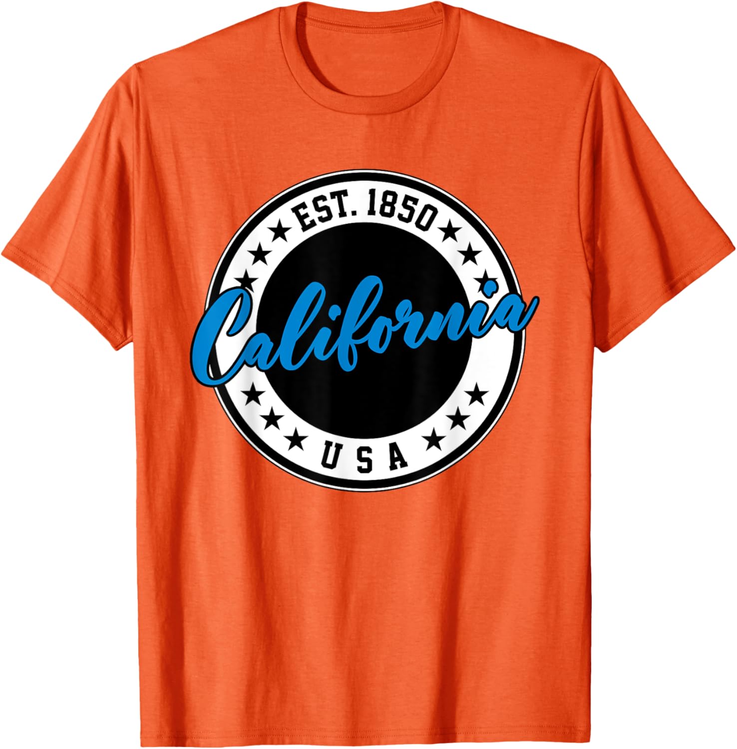 California USA Script Circle Blue Text T-Shirt for Casual Style - 3